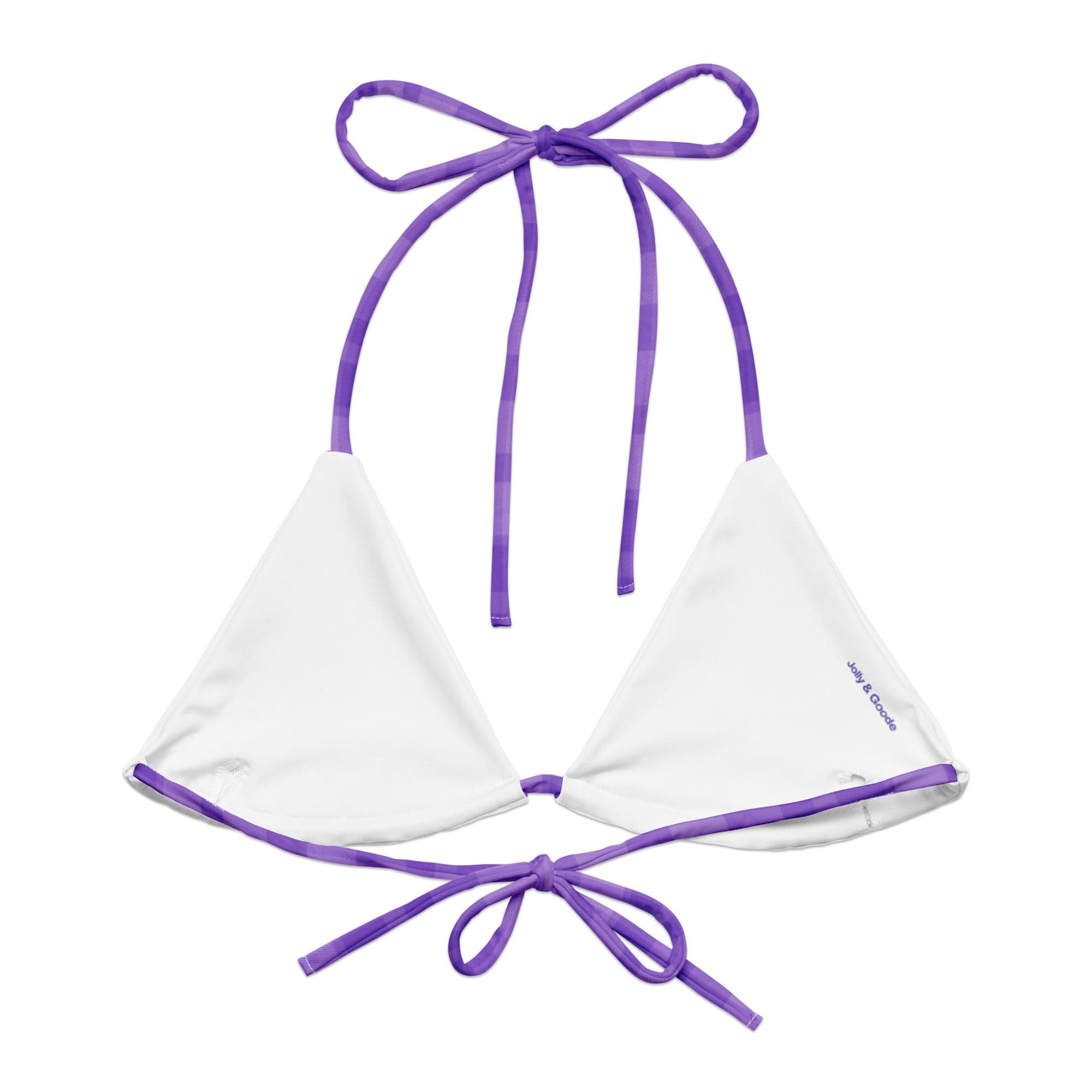 Jolly & Goode Bikini Top Tweedkini String Bikini Top | Purple Cheeky British Style