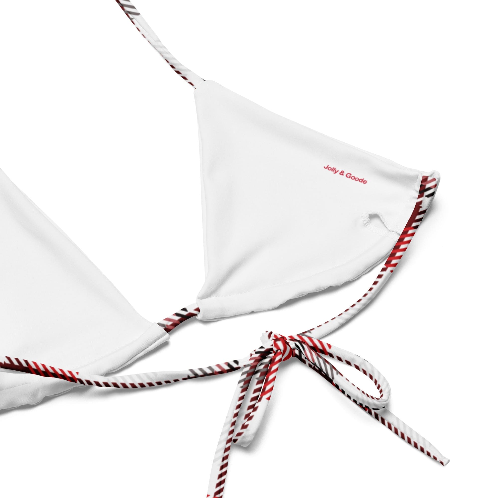 Jolly & Goode Bikini Top Tweedkini String Bikini Top | Red & White Cheeky British Style