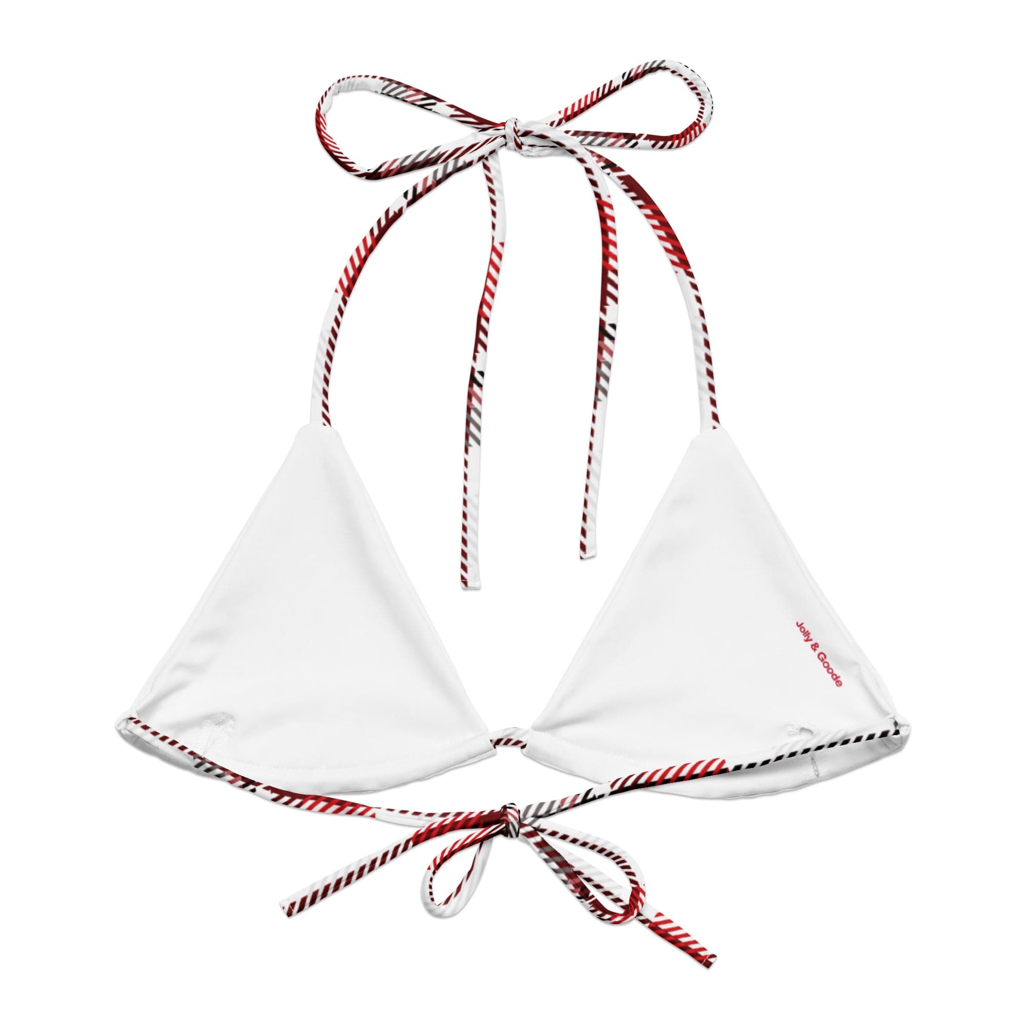 Jolly & Goode Bikini Top Tweedkini String Bikini Top | Red & White Cheeky British Style
