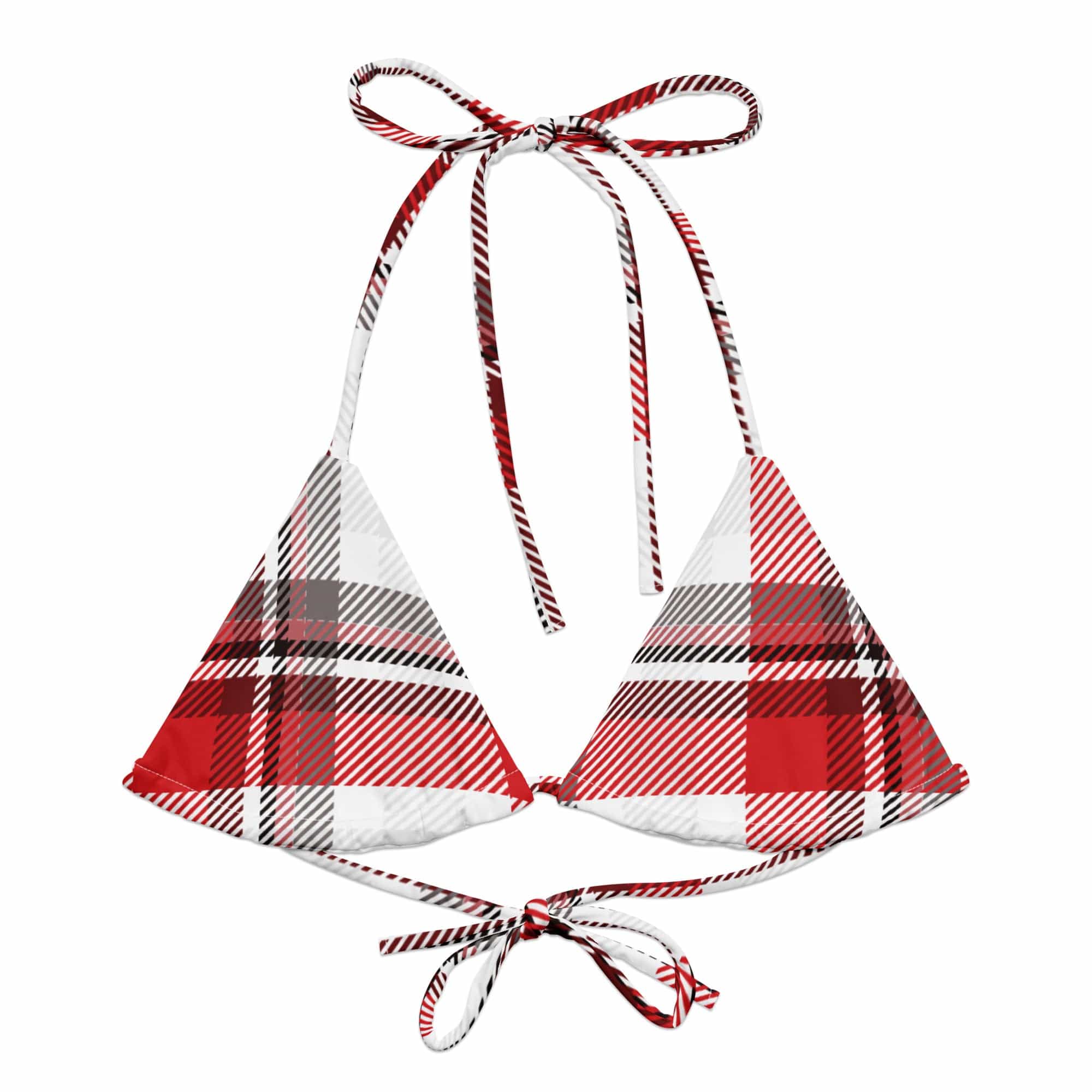 Jolly & Goode Bikini Top Tweedkini String Bikini Top | Red & White Cheeky British Style