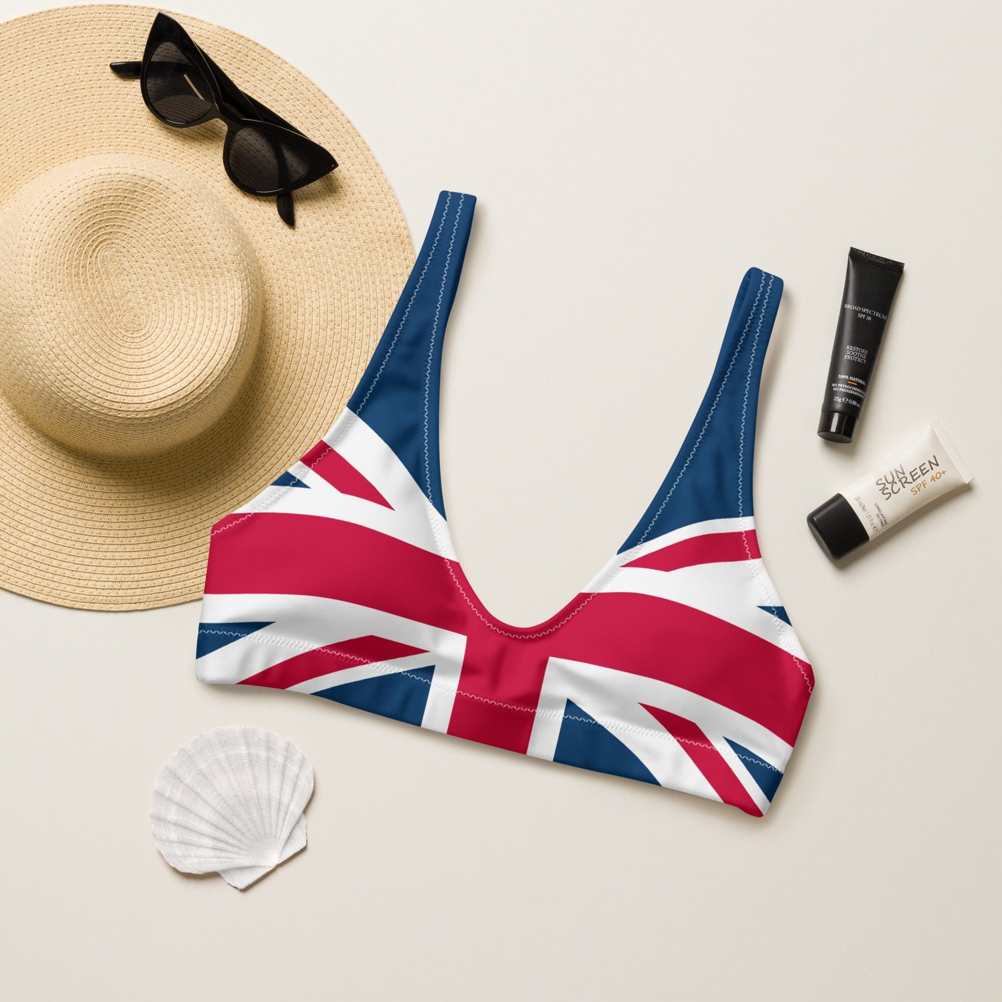 Jolly & Goode Bikini Top Union Jack Bikini Top | Removable Padding Cheeky British Style