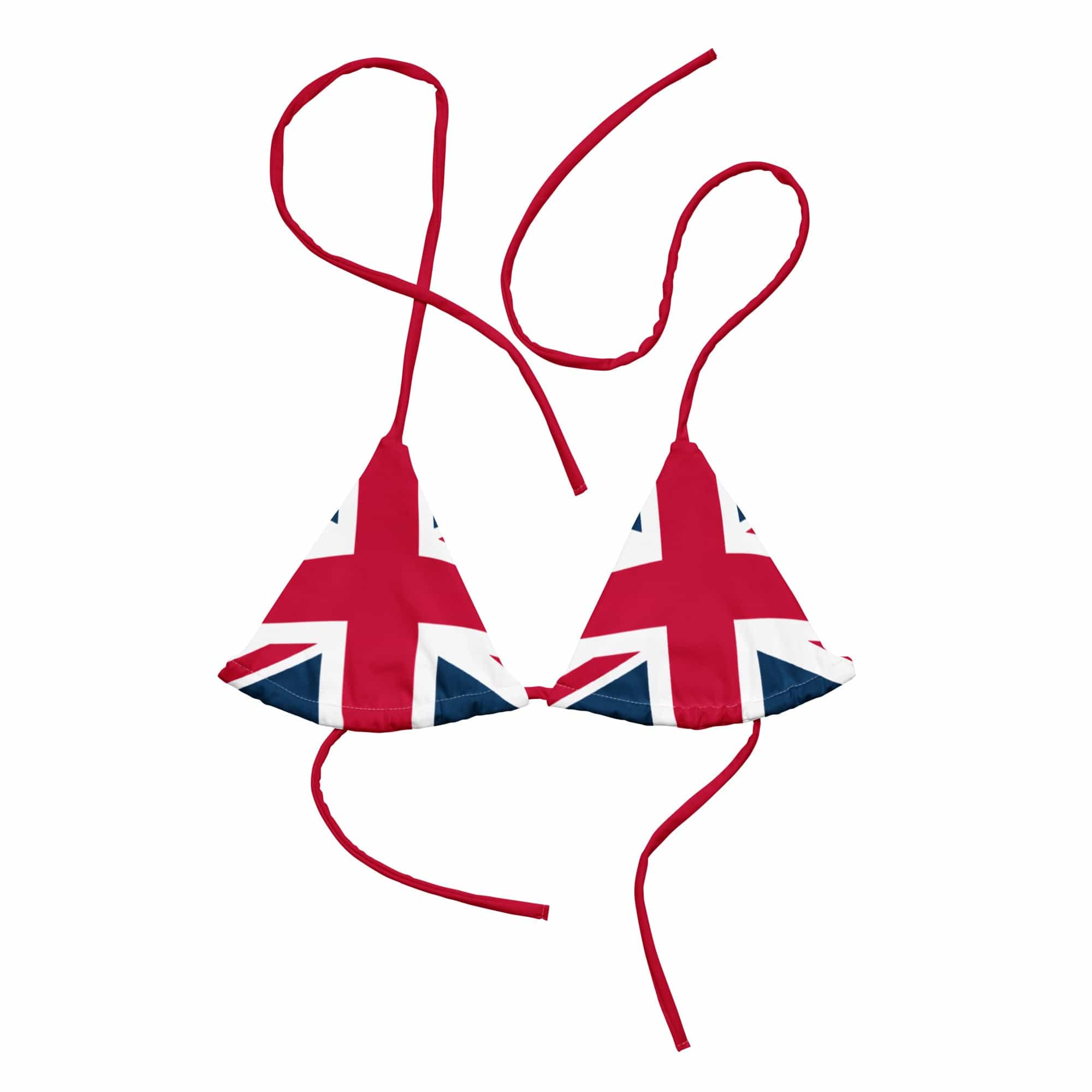 Jolly & Goode Bikini Top Union Jack String Bikini Top | Red Strings | Removable Padding Cheeky British Style