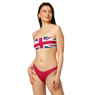 Jolly & Goode Bikini Union Jack Bandeau Bikini with Red V-Cut Bikini Bottom Cheeky British Style