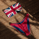 Jolly & Goode Bikini Union Jack Bandeau Bikini with Red V-Cut Bikini Bottom Cheeky British Style