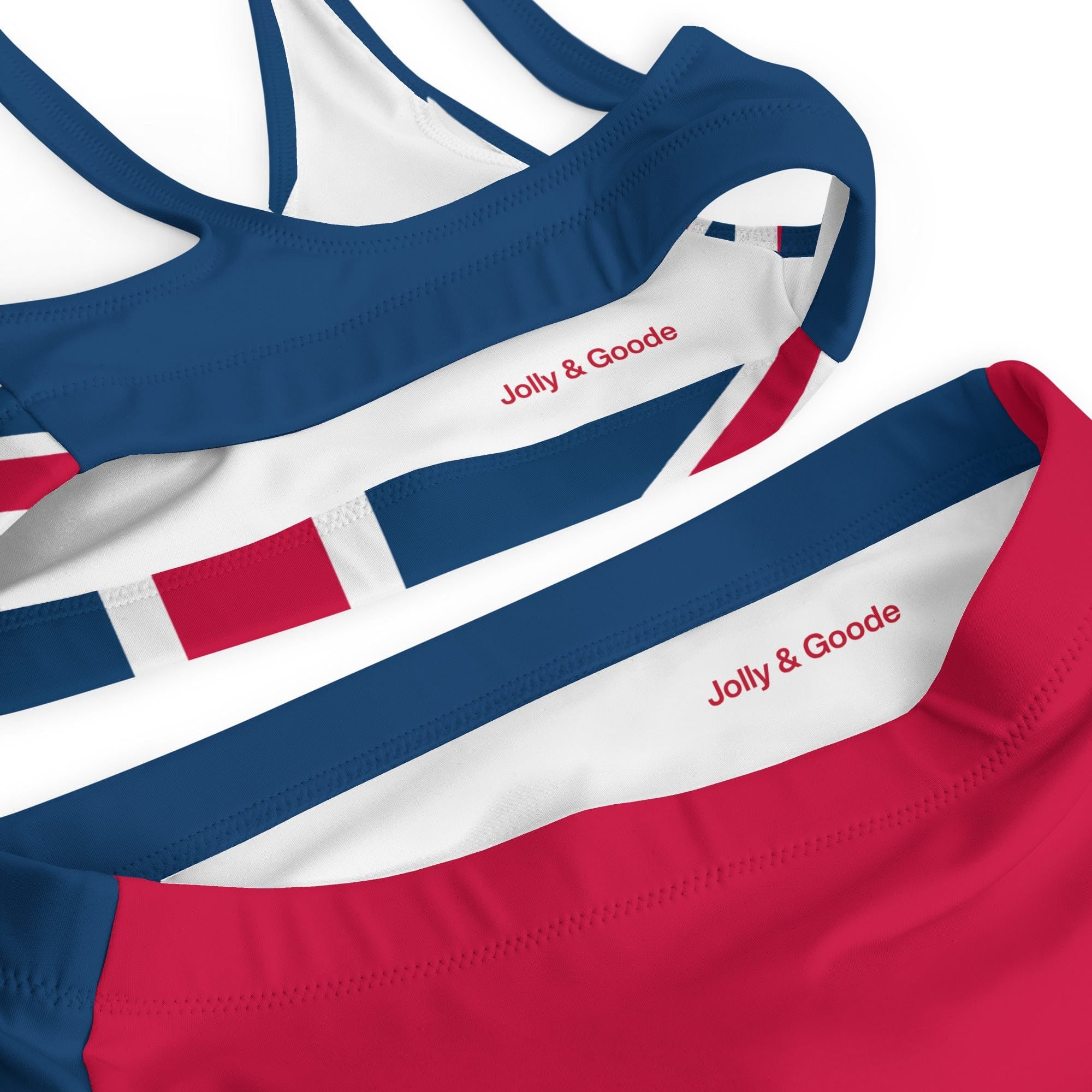 Jolly & Goode Bikini Union Jack Bikini | Cheeky | Blue and Red Bottom | Removable Padding Cheeky British Style
