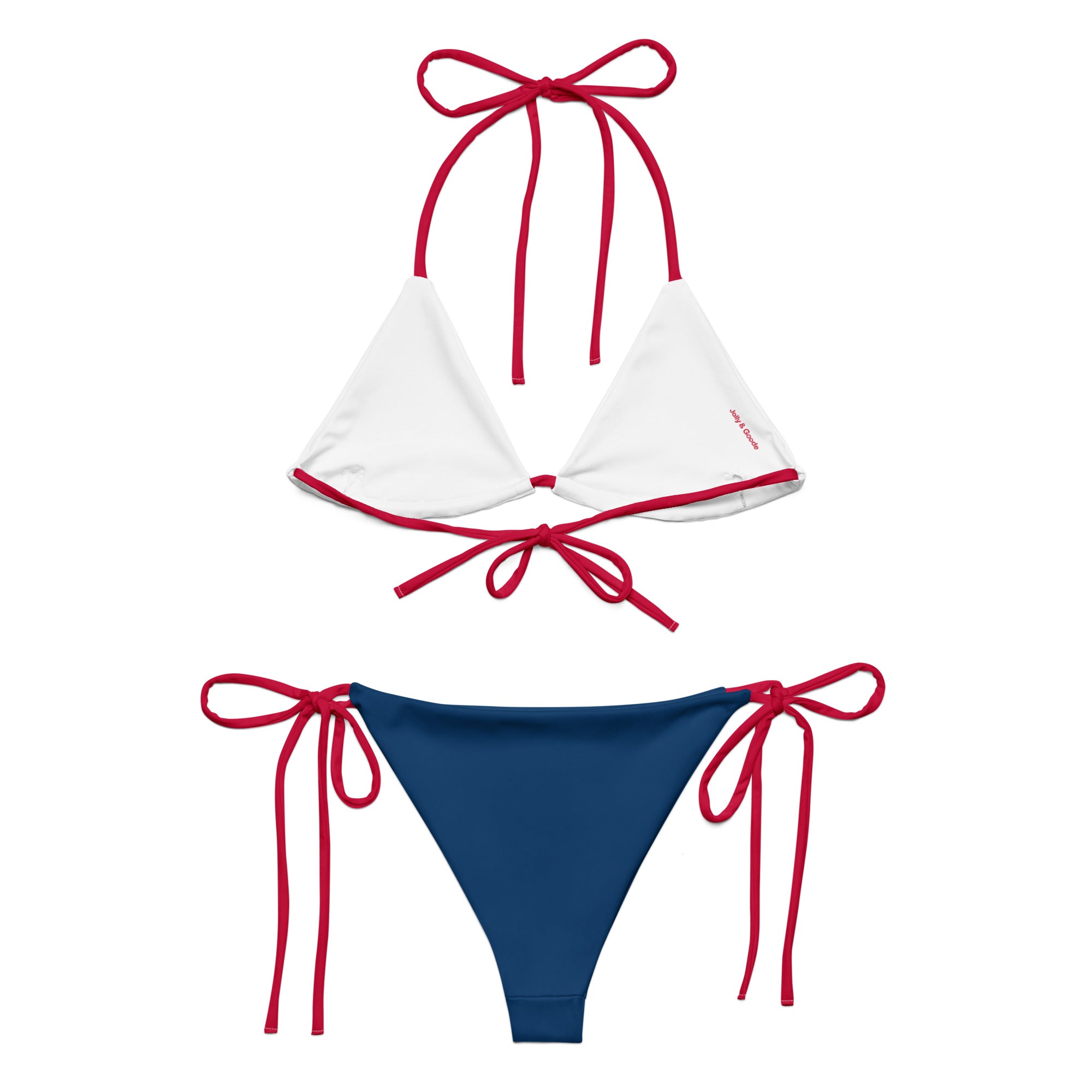 Jolly & Goode Bikini Union Jack String Bikini Set | Blue Bottom Red Strings Cheeky British Style