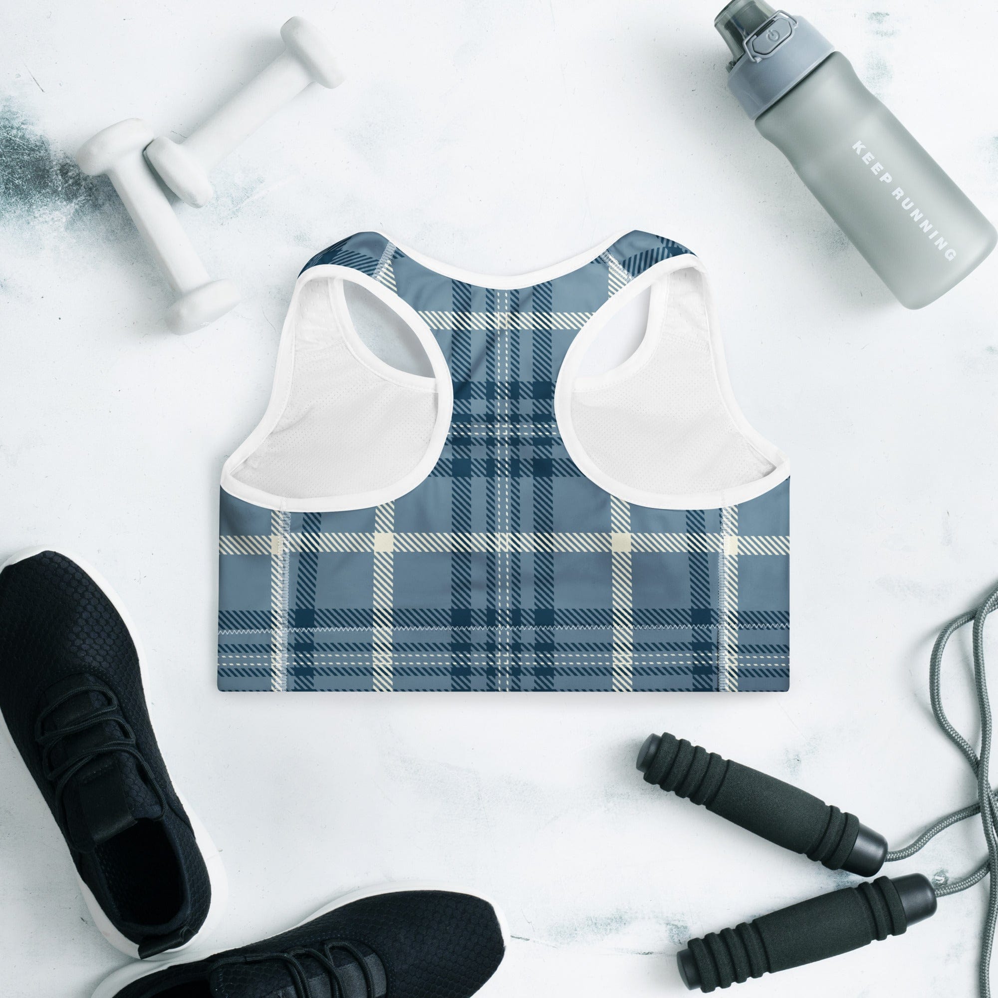 Jolly Goode Check Sports Bra | Removable Padding.
