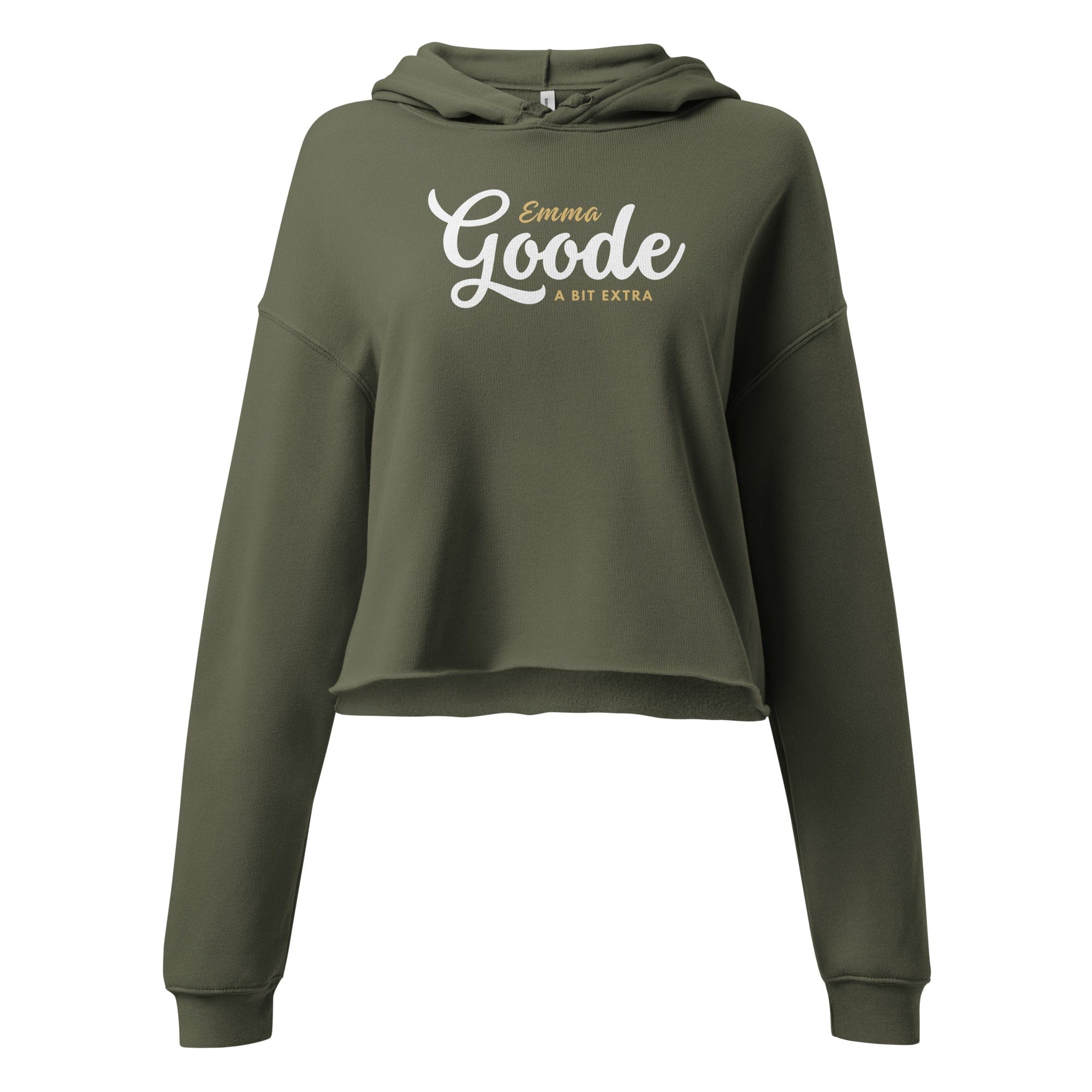 Jolly & Goode Crop Hoodie Military Green / S Emma Goode, A Bit Extra, Crop Hoodie Cheeky British Style