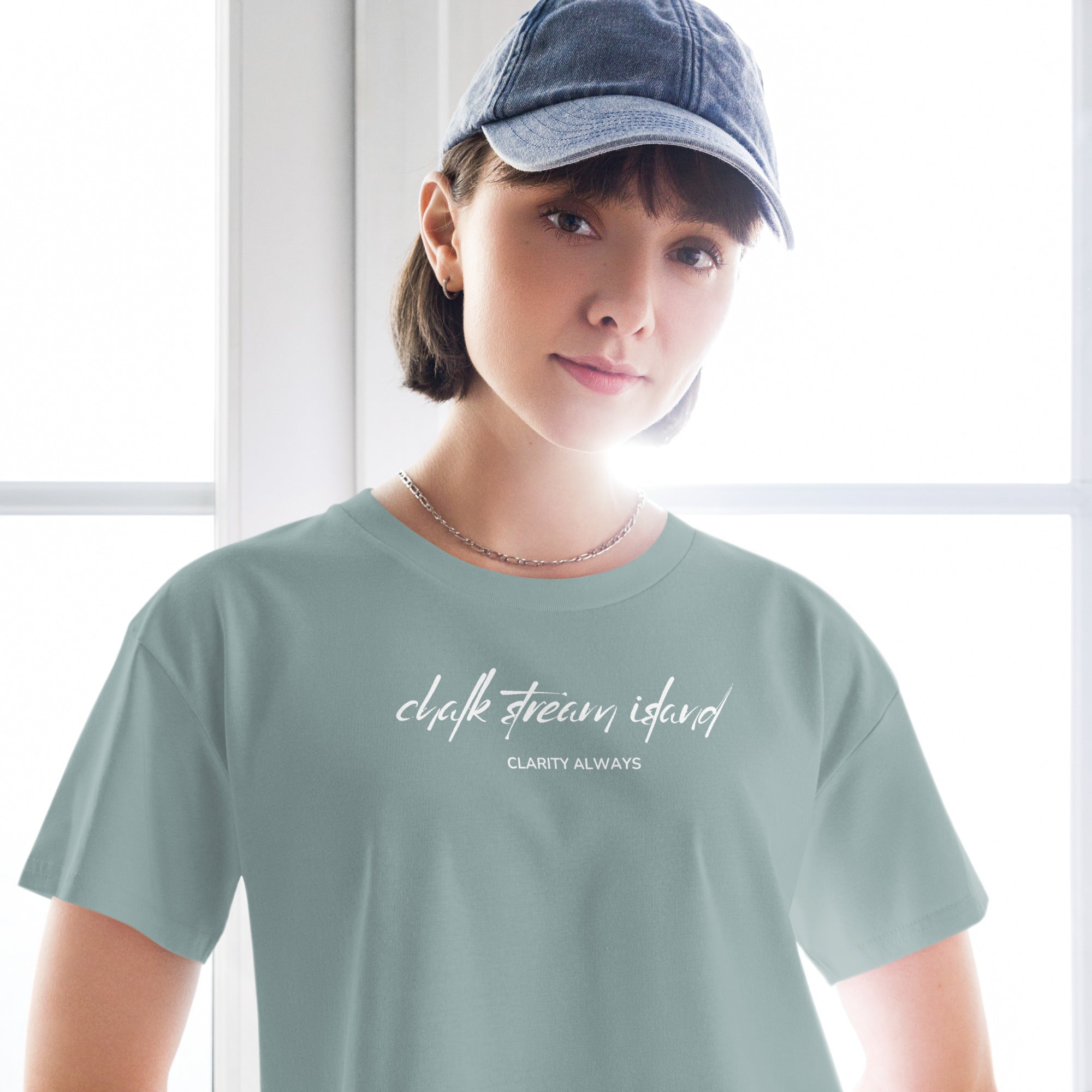 Jolly & Goode Crop Tops Chalk Stream Island | Clarity Always | Cotton Crop Top Cheeky British Style