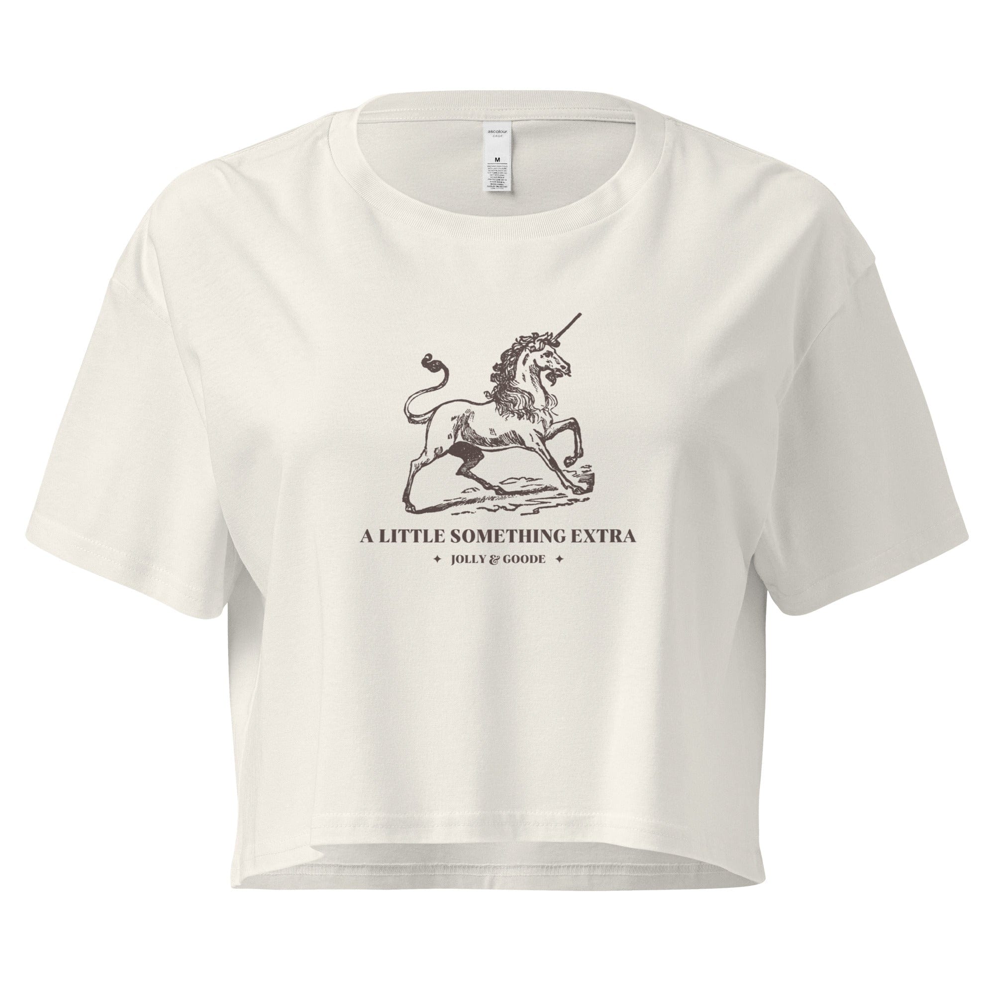 Jolly & Goode Crop Tops Ecru / XS A Little Something Extra Unicorn Crop Top Cheeky British Style