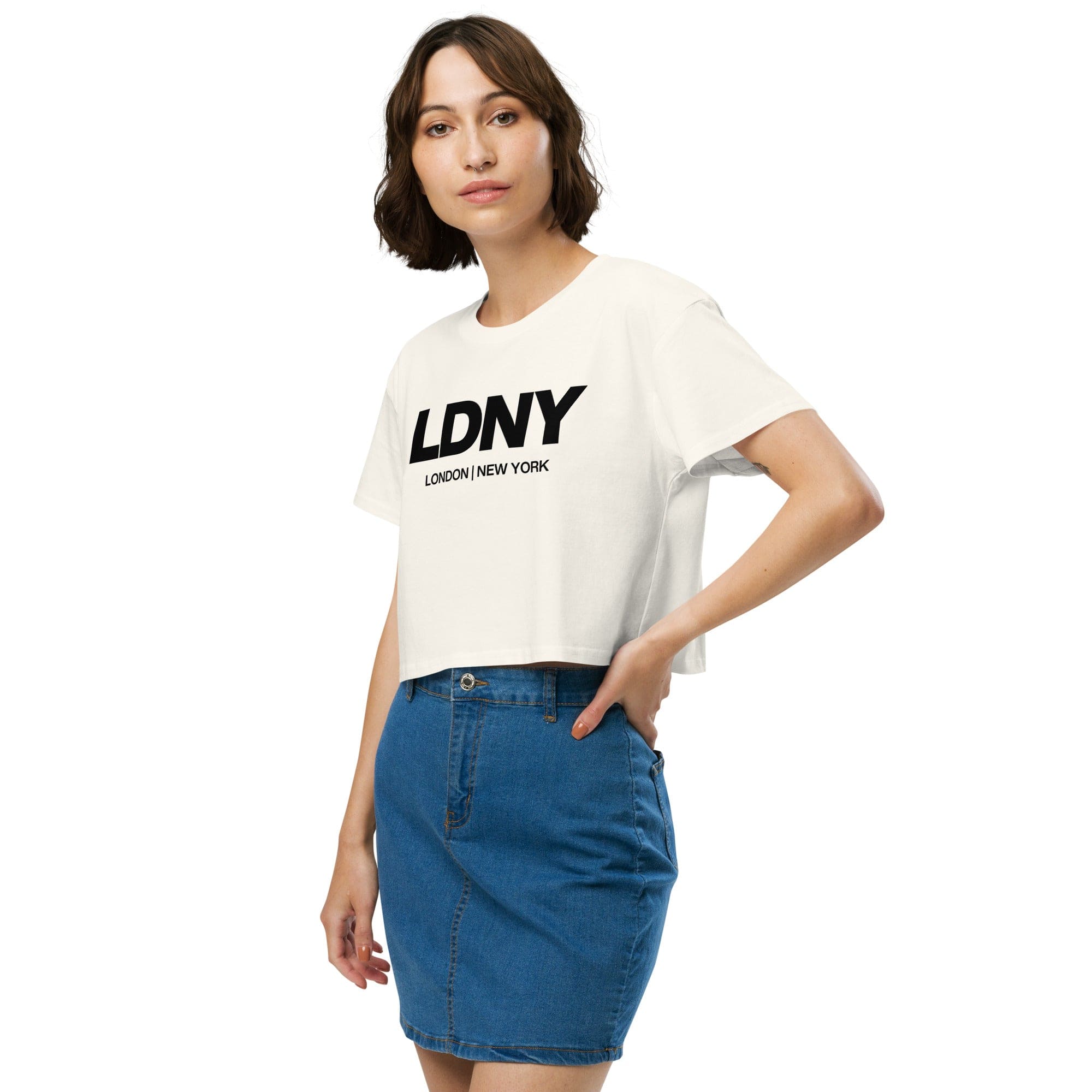 Jolly & Goode Crop Tops Ecru / XS LDNY London New York Crop Top Cheeky British Style