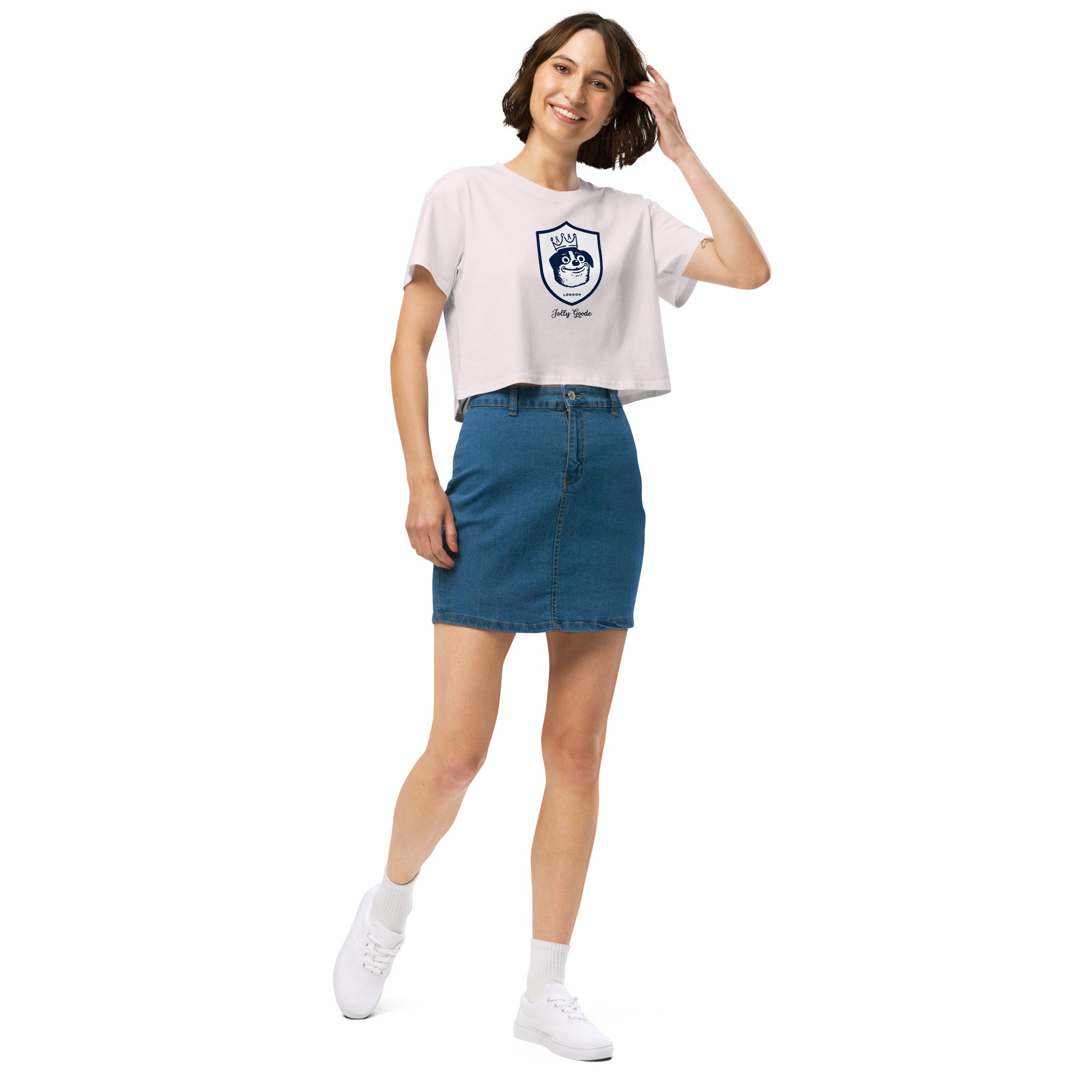 Jolly & Goode Crop Tops Jolly Goode London Crowned Dog Shield Crop Top Cheeky British Style