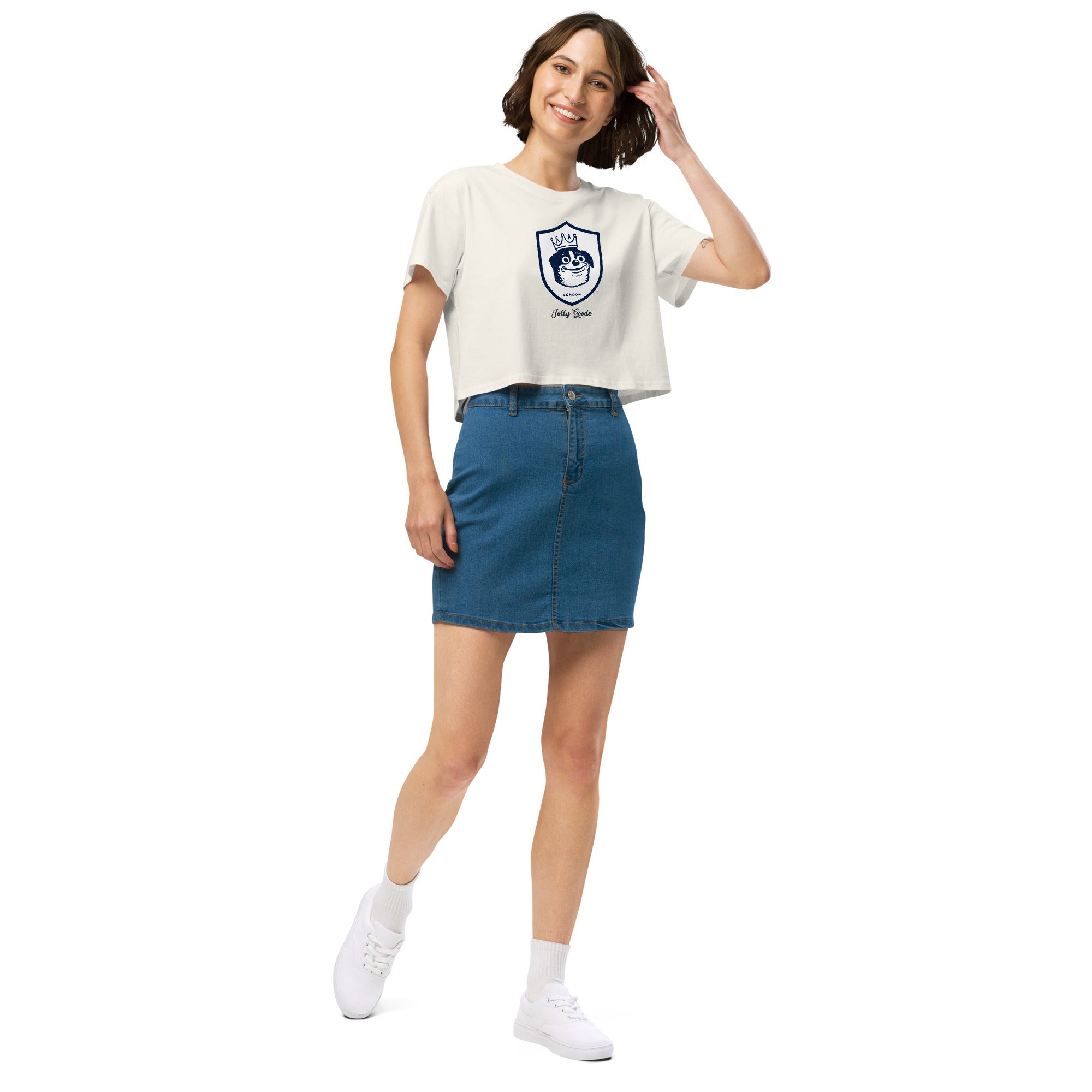 Jolly & Goode Crop Tops Jolly Goode London Crowned Dog Shield Crop Top Cheeky British Style