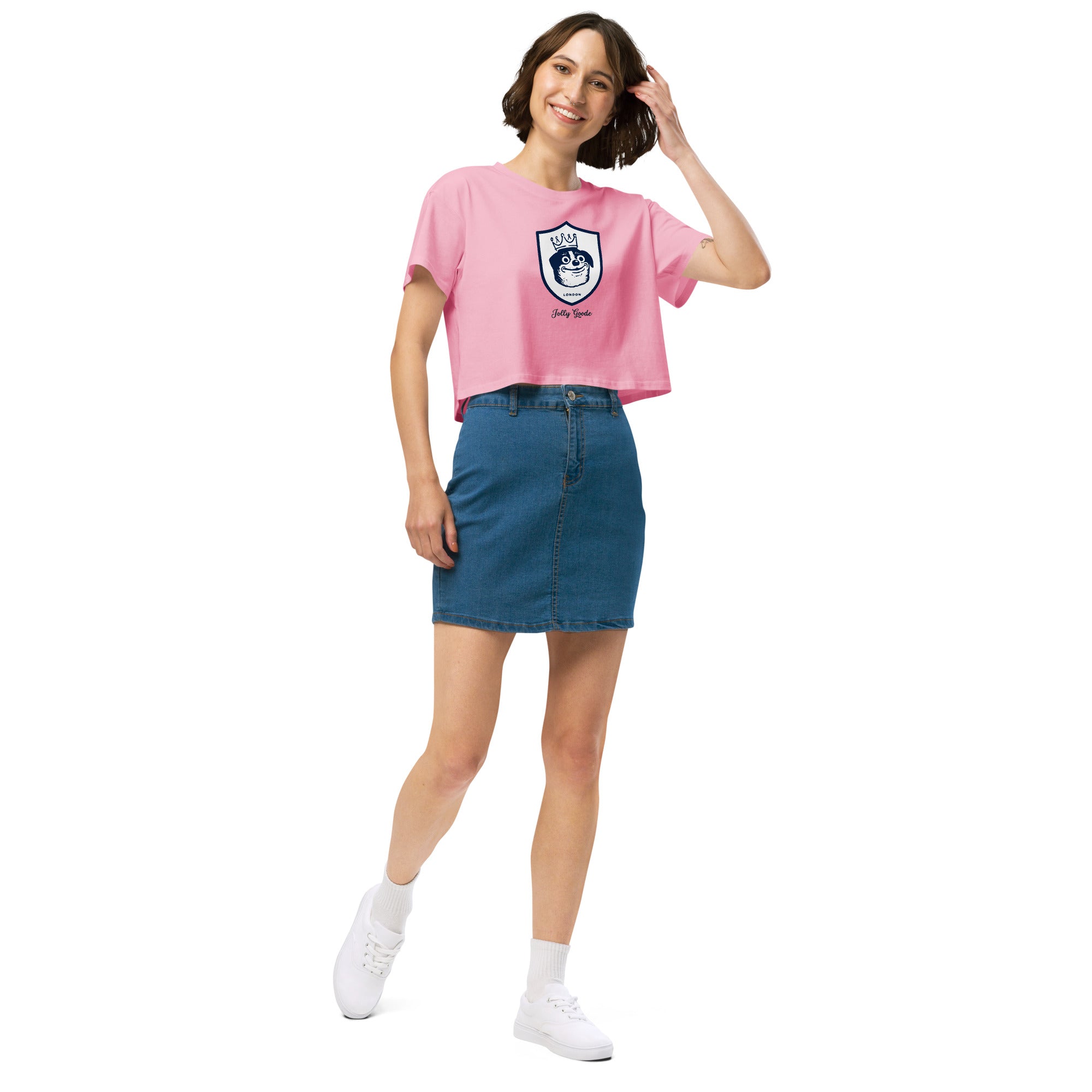 Jolly & Goode Crop Tops Jolly Goode London Crowned Dog Shield Crop Top Cheeky British Style
