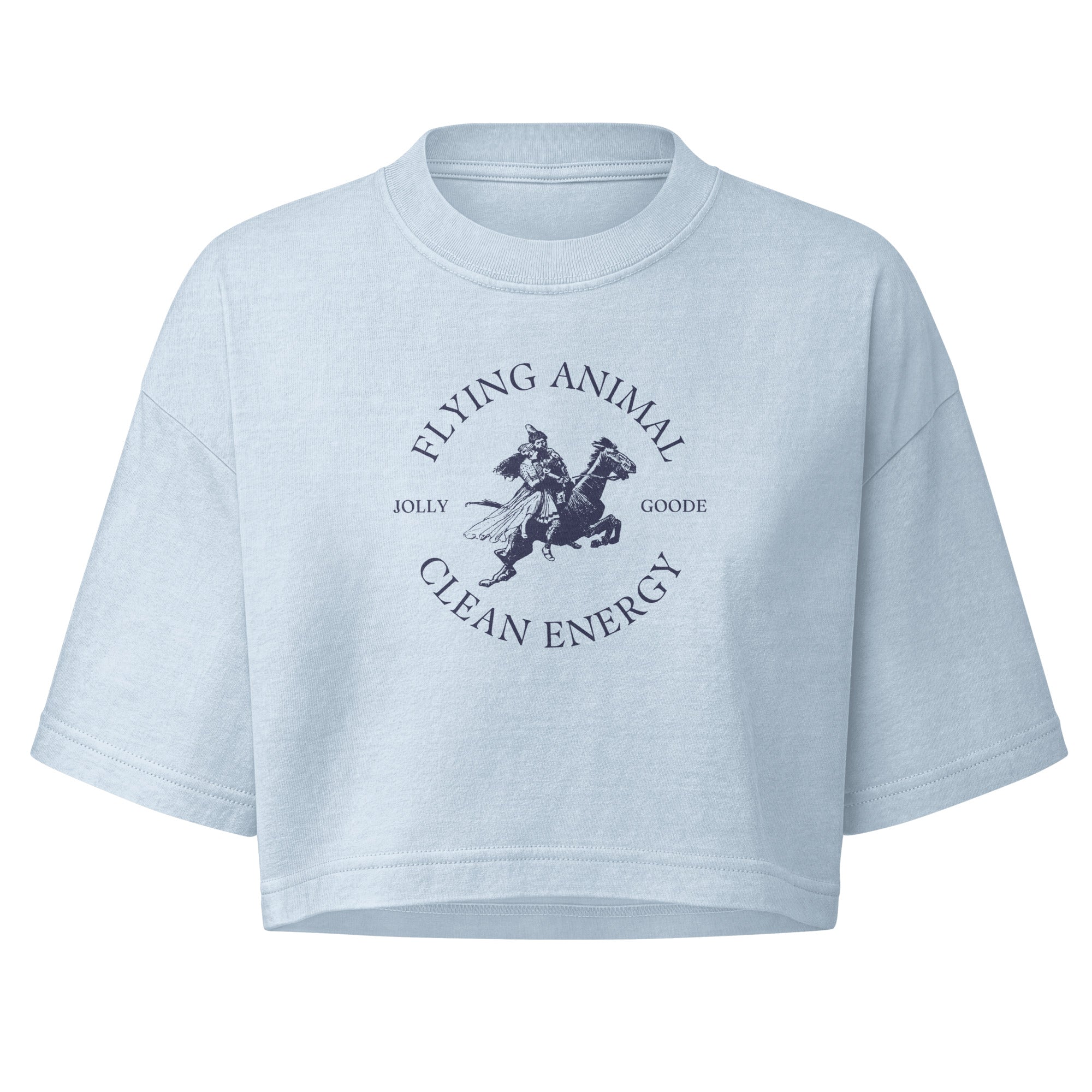 Jolly & Goode Crop Tops Light Washed Denim / S Flying Animal Clean Energy Crop Top | Boxy Fit Cheeky British Style