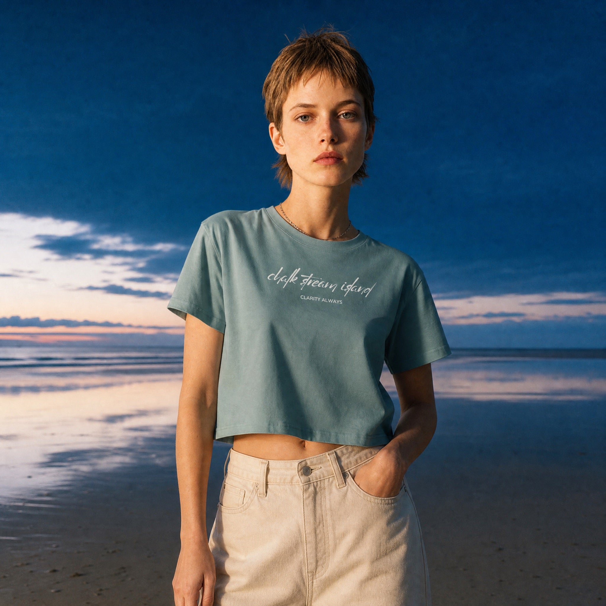 Jolly & Goode Crop Tops Mineral / XS Chalk Stream Island | Clarity Always | Cotton Crop Top Cheeky British Style
