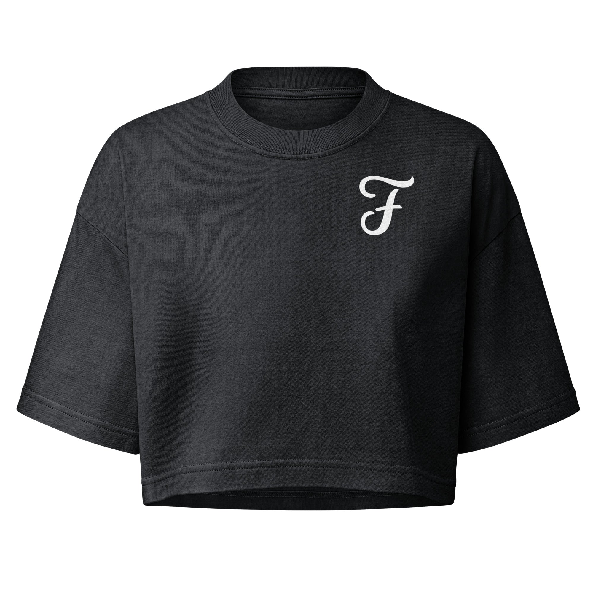 Jolly & Goode Crop Tops Washed Black / S Fanciful & Fulsome Boxy Cropped Tee Cheeky British Style