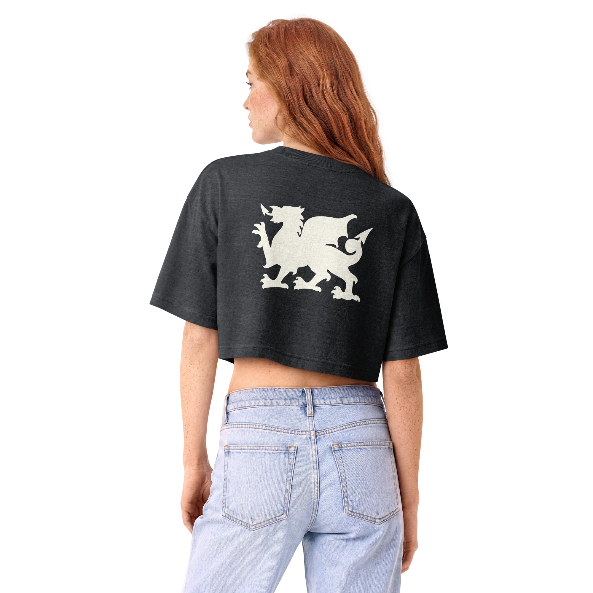 Jolly & Goode Crop Tops Welsh Dragon Women’s Cropped Tee | Garment Dyed Cheeky British Style