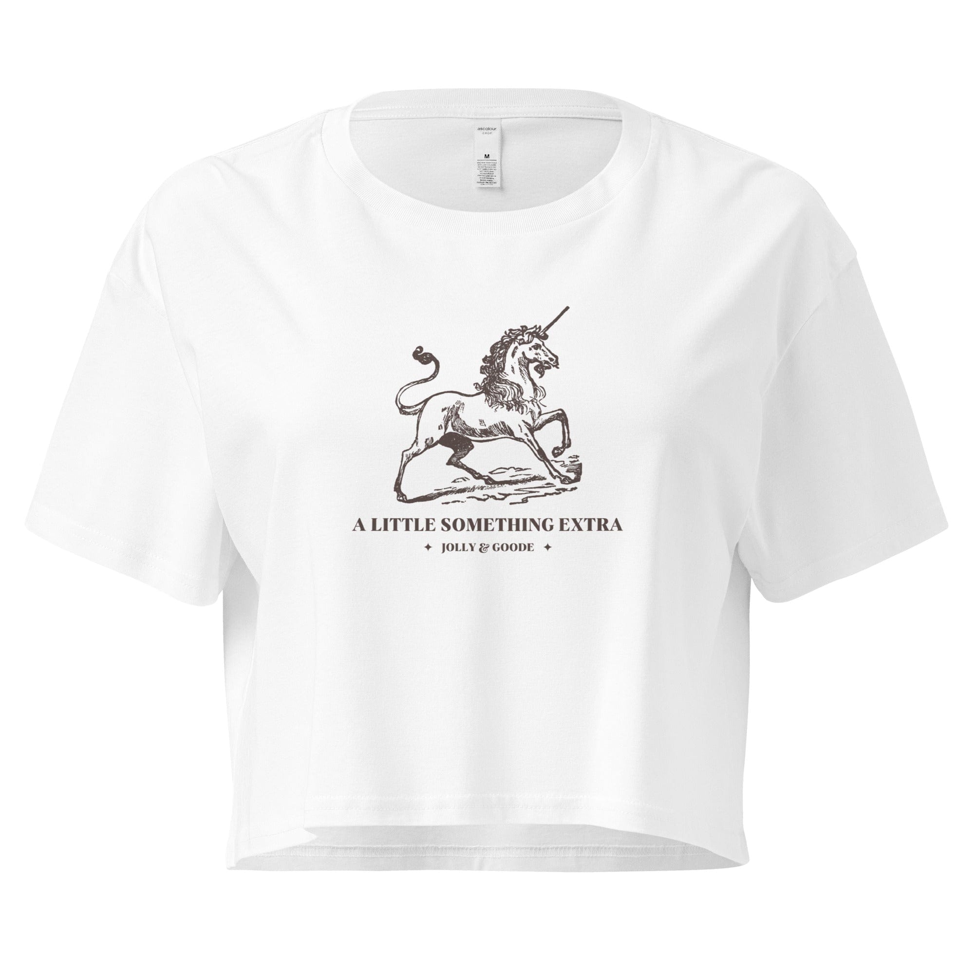 Jolly & Goode Crop Tops White / XS A Little Something Extra Unicorn Crop Top Cheeky British Style