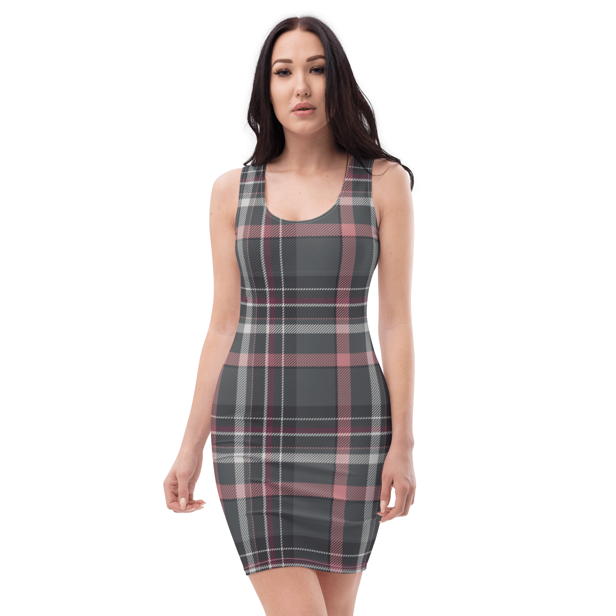 Jolly & Goode Dresses Tartan Pink Fitted Dress | Bodycon Dress Cheeky British Style