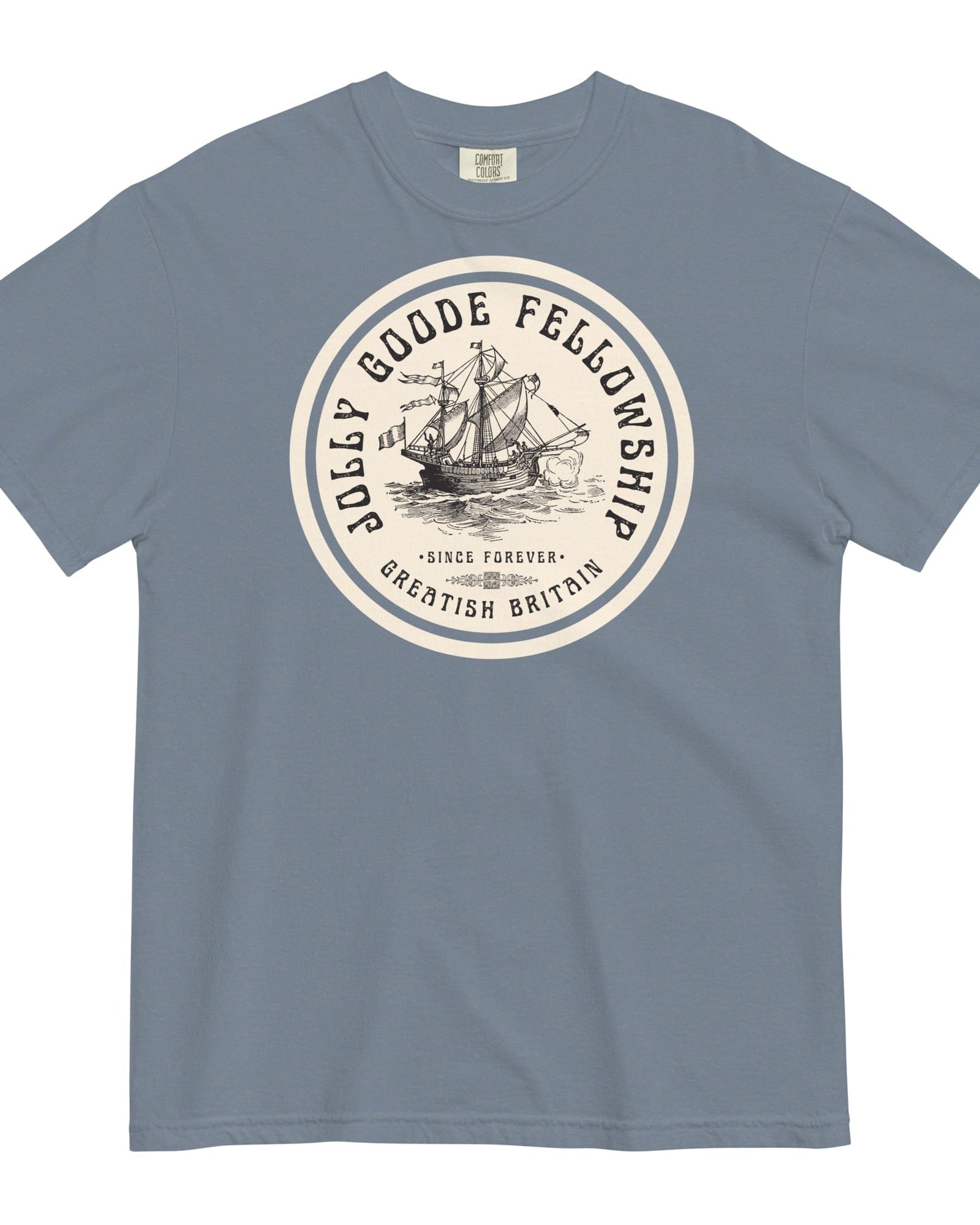 Jolly Goode Fellowship | Greatish Britain | Heavyweight T-shirt | Garment-Dyed Blue Jean / S Shirts & Tops Jolly & Goode