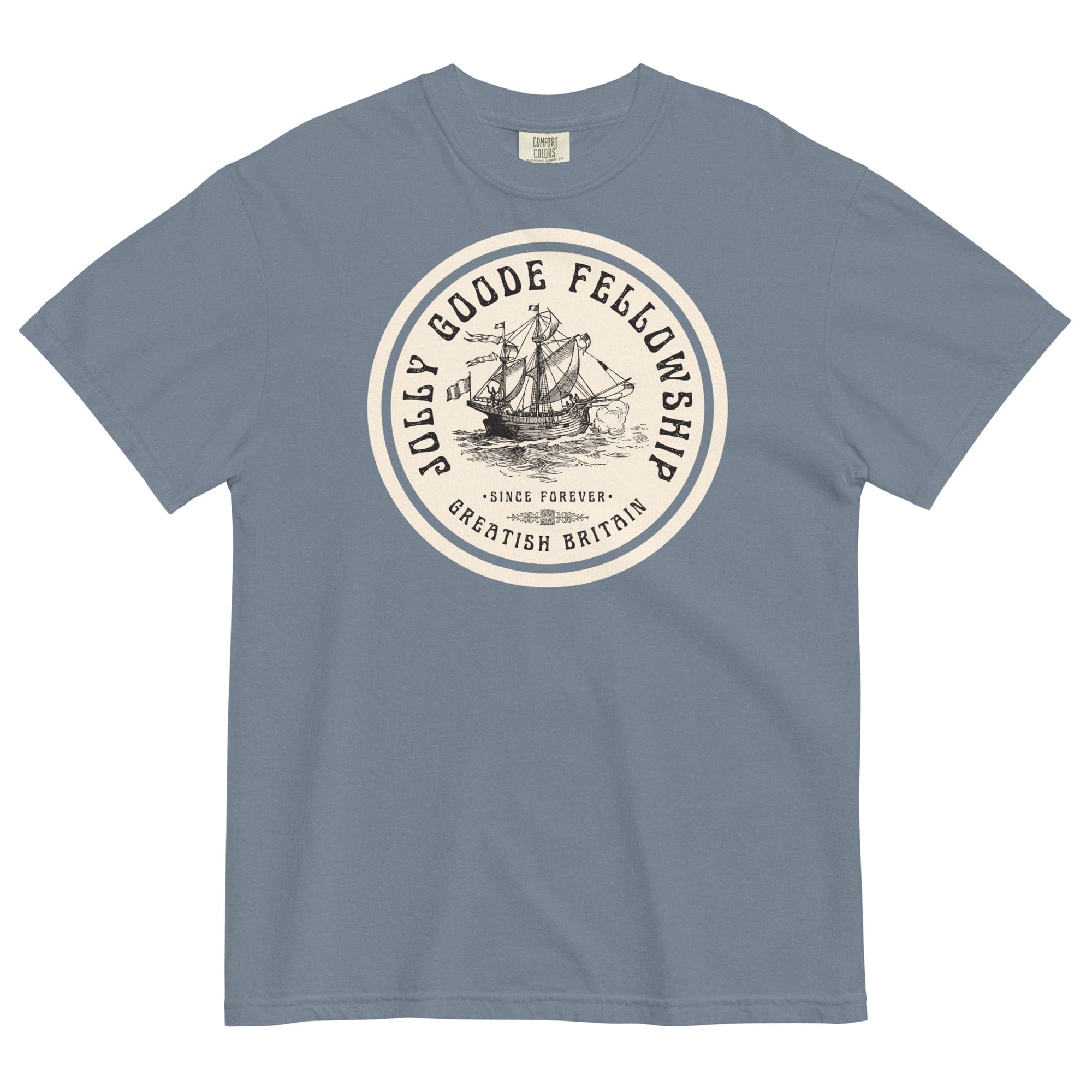 Jolly Goode Fellowship | Greatish Britain | Heavyweight T-shirt | Garment-Dyed Blue Jean / S Shirts & Tops Jolly & Goode