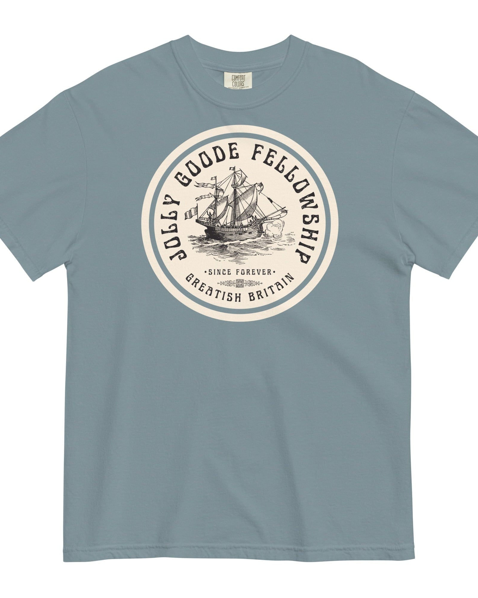 Jolly Goode Fellowship | Greatish Britain | Heavyweight T-shirt | Garment-Dyed Ice Blue / S Shirts & Tops Jolly & Goode