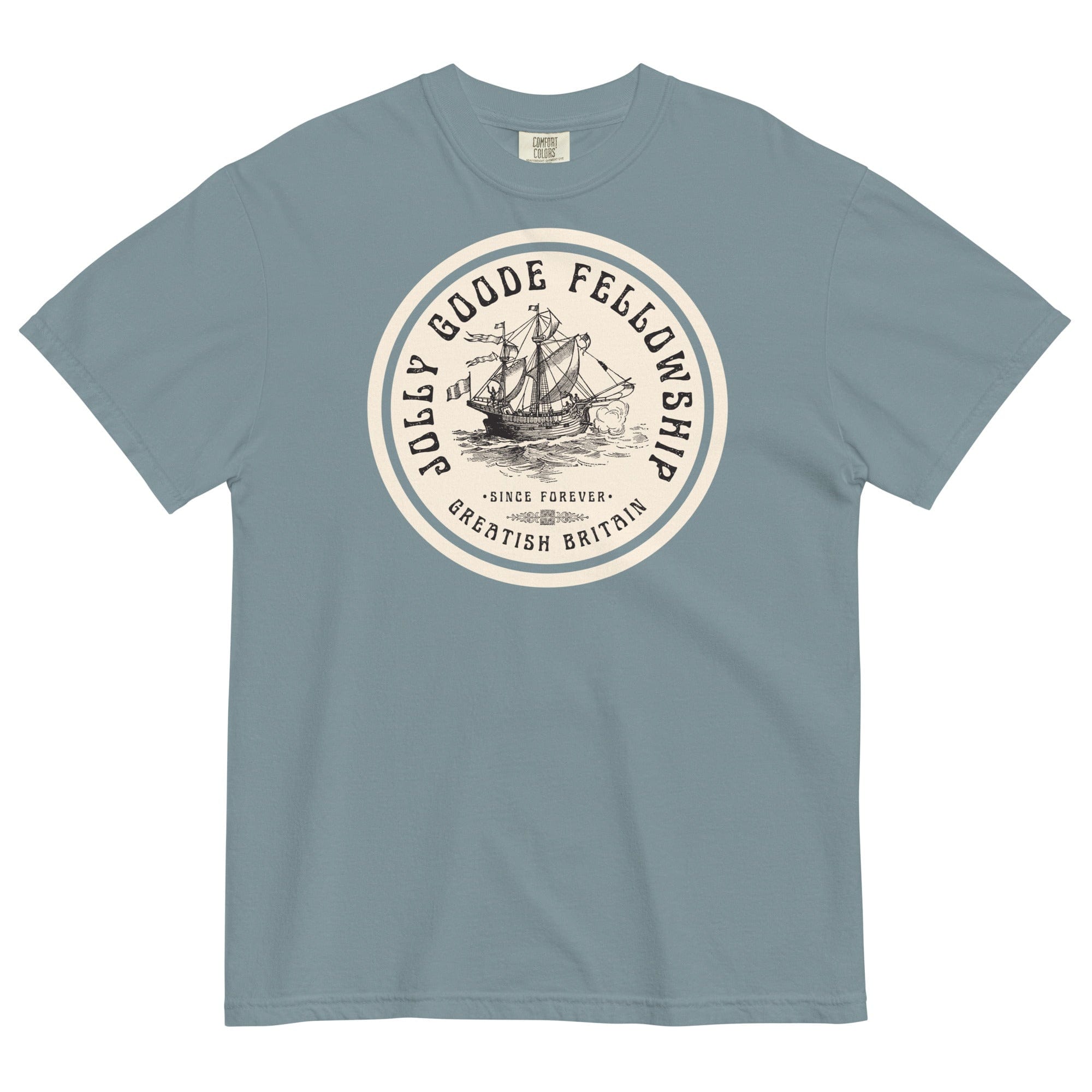 Jolly Goode Fellowship | Greatish Britain | Heavyweight T-shirt | Garment-Dyed Ice Blue / S Shirts & Tops Jolly & Goode