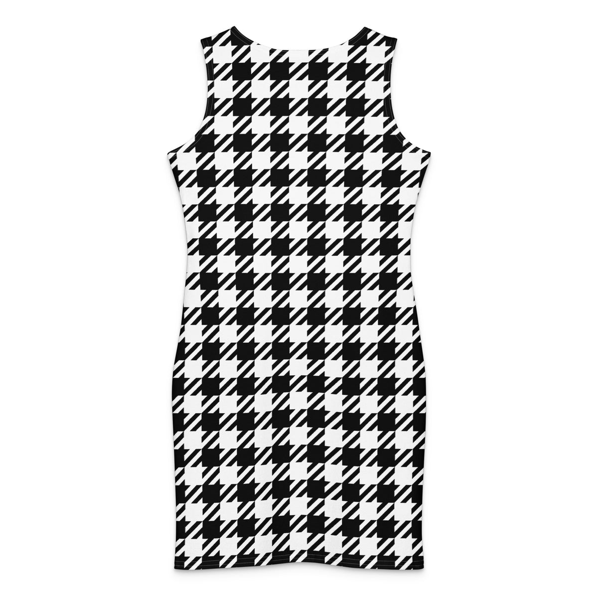 Jolly & Goode Fitted Dresses Black & White Houndstooth Cotton Bodycon Dress Cheeky British Style