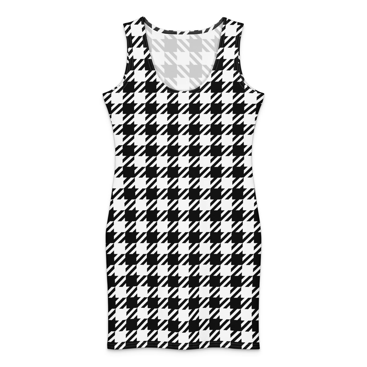 Jolly & Goode Fitted Dresses Black & White Houndstooth Cotton Bodycon Dress Cheeky British Style