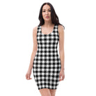 Jolly & Goode Fitted Dresses S Black & White Houndstooth Bodycon Dress Cheeky British Style