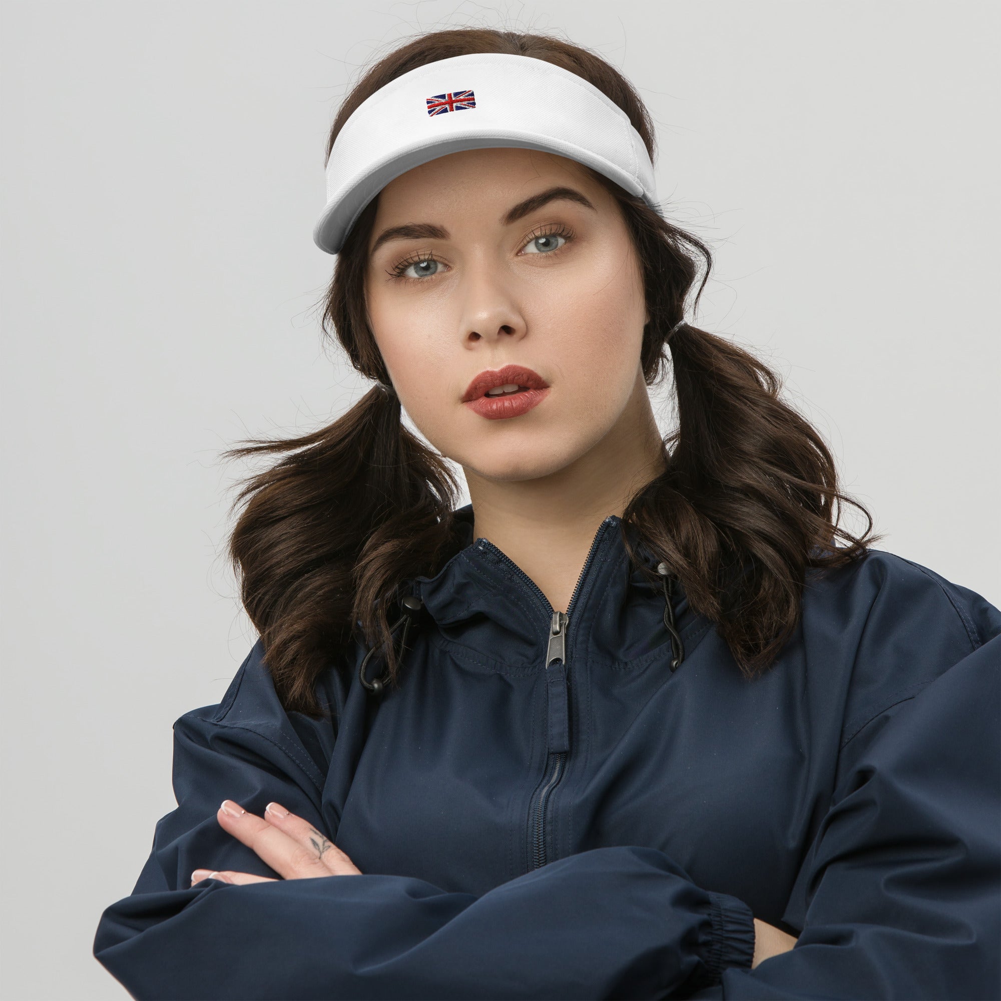Jolly & Goode Hats Embroidered Union Jack Visor | FlexFit Cheeky British Style