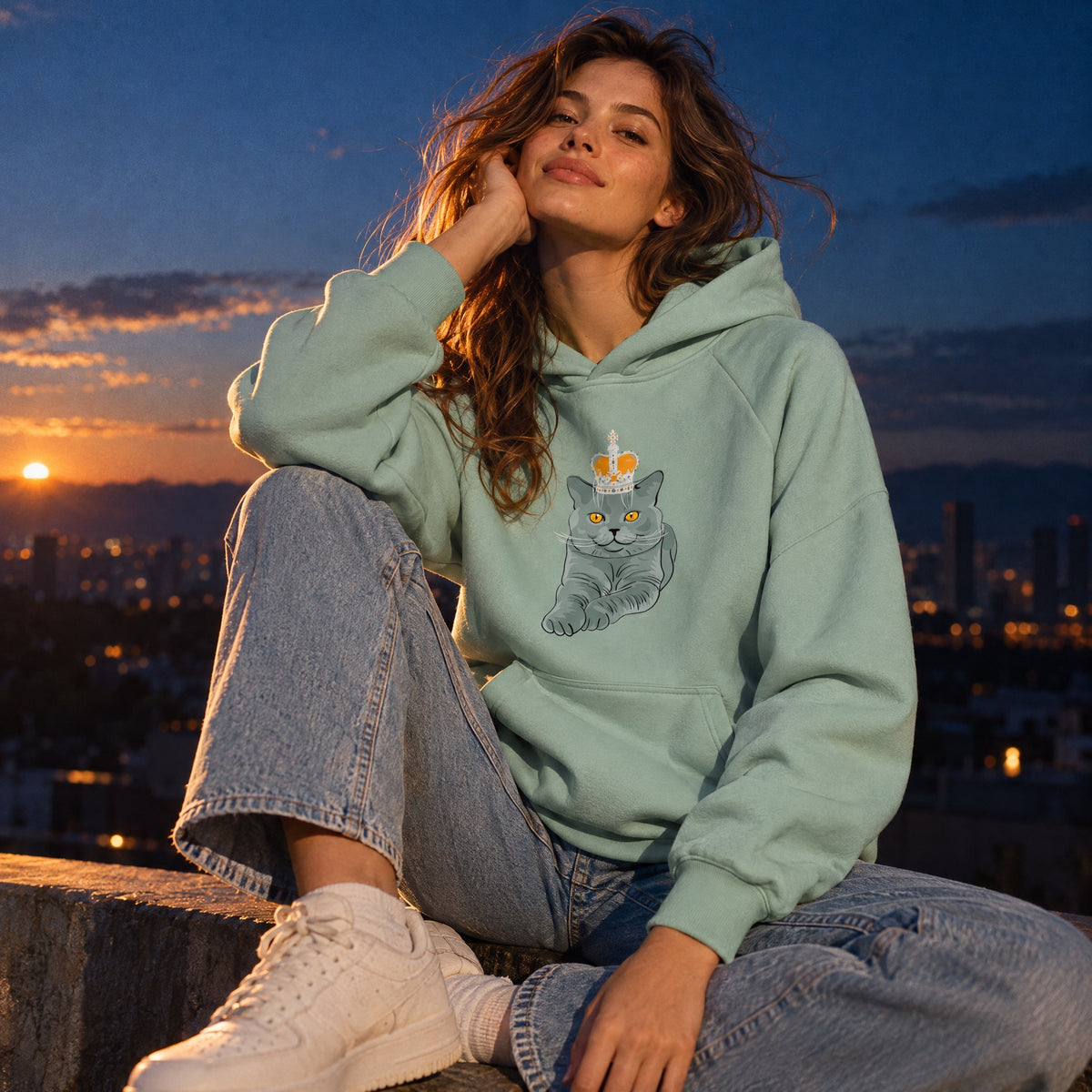 Jolly & Goode Hoodies Crowned British Blue Heavyweight Hoodie Cheeky British Style