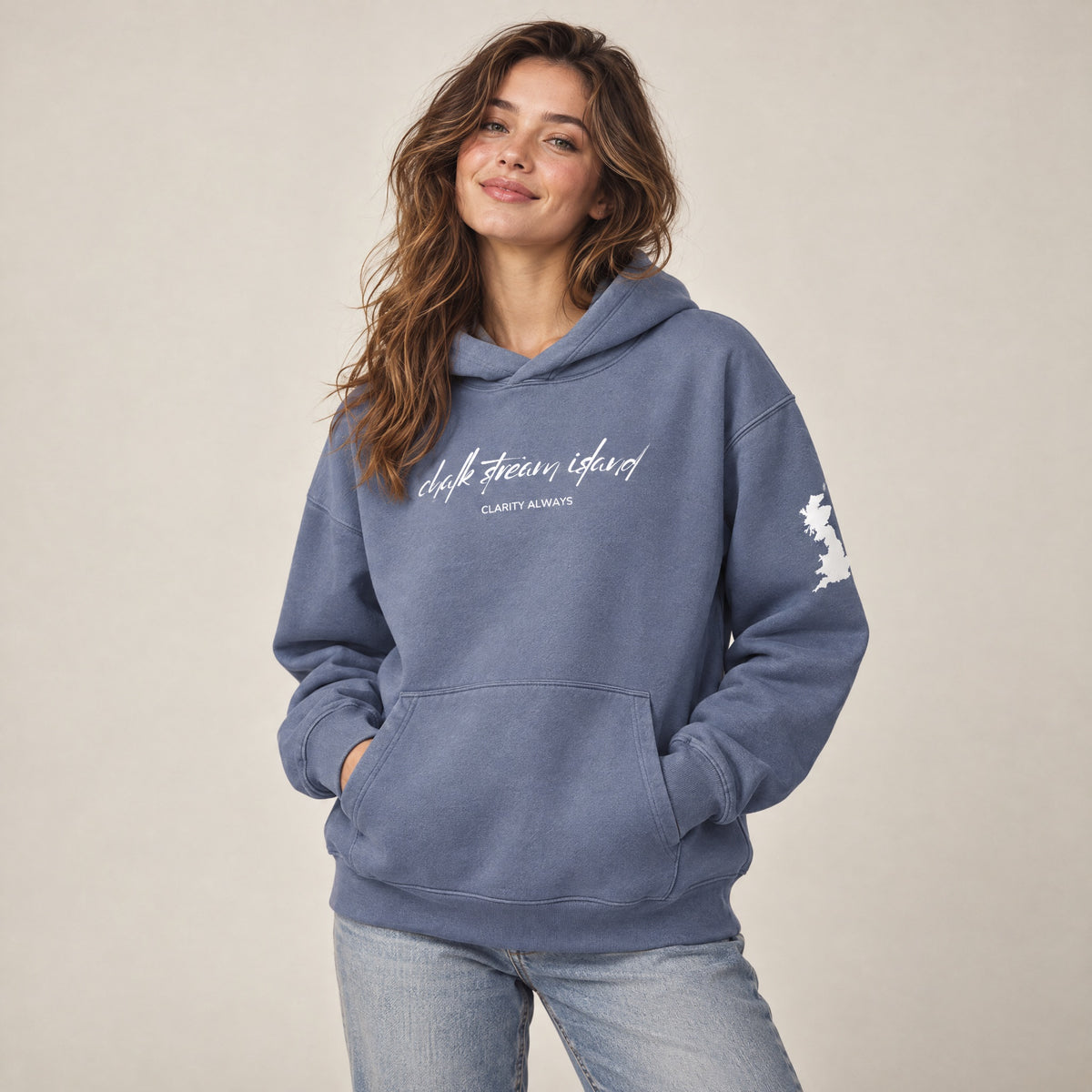 Jolly & Goode Hoodies G. Dyed Blue Grey / S Chalk Stream Island Clarity Always Vintage Hoodie Cheeky British Style