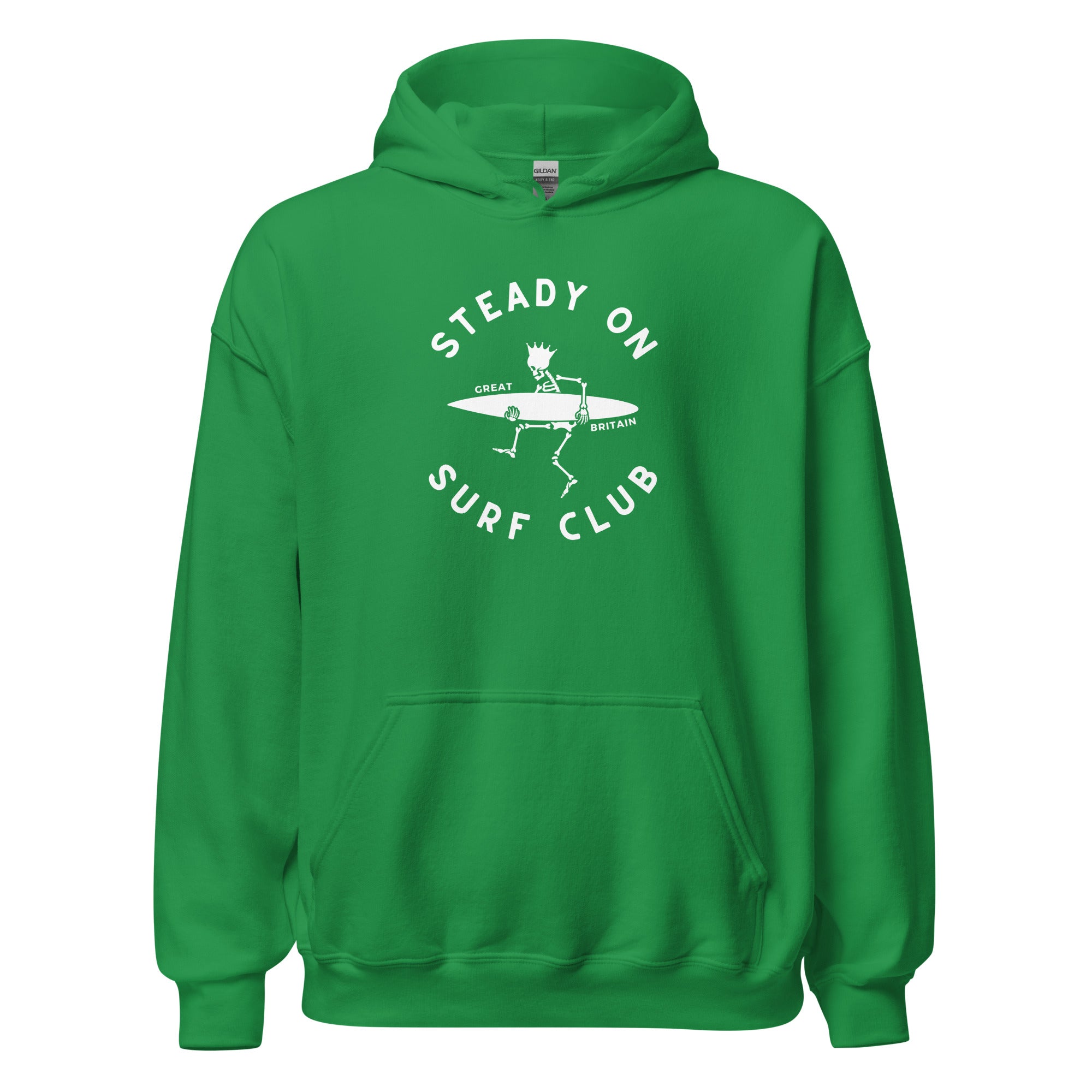 Jolly & Goode Hoodies Irish Green / S Steady On Surf Club Great Britain | Skeleton King Surfer | Hoodie Cheeky British Style