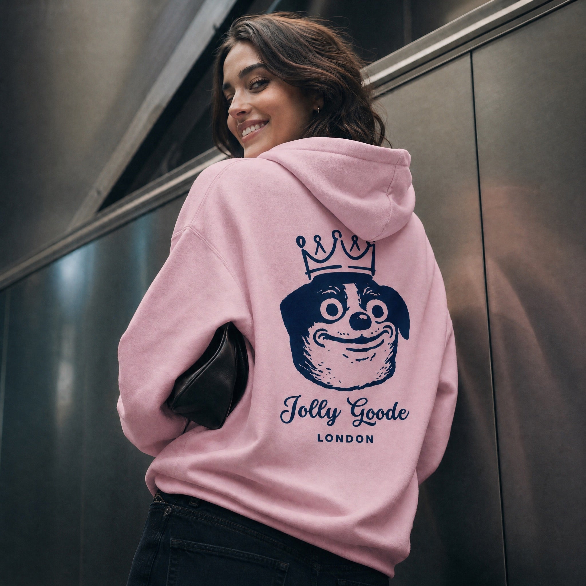 Jolly & Goode Hoodies Light Pink / S Jolly Goode London Crowned Dog Hoodie Cheeky British Style