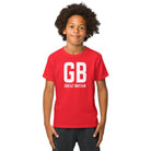 Jolly & Goode kids shirts GB Great Britain T-shirt with Small Union Jack on The Back | Athletic Youth Tee Cheeky British Style