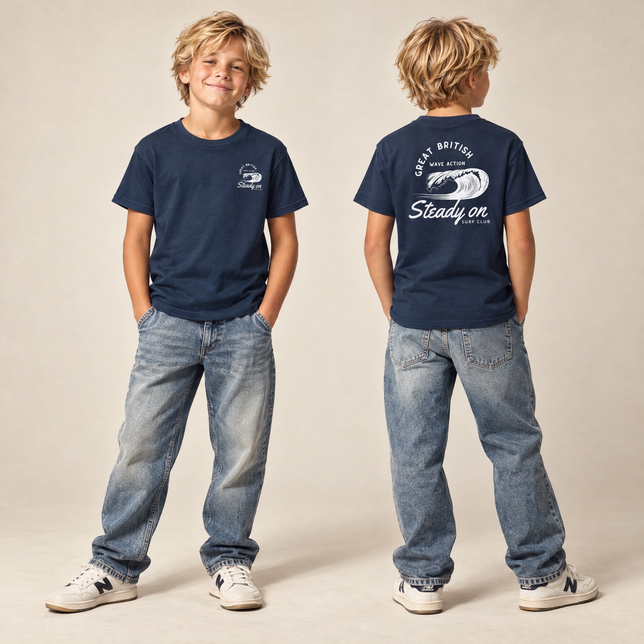 Jolly & Goode kids shirts Navy / XS Steady On Surf Club Kids T-Shirt Cheeky British Style