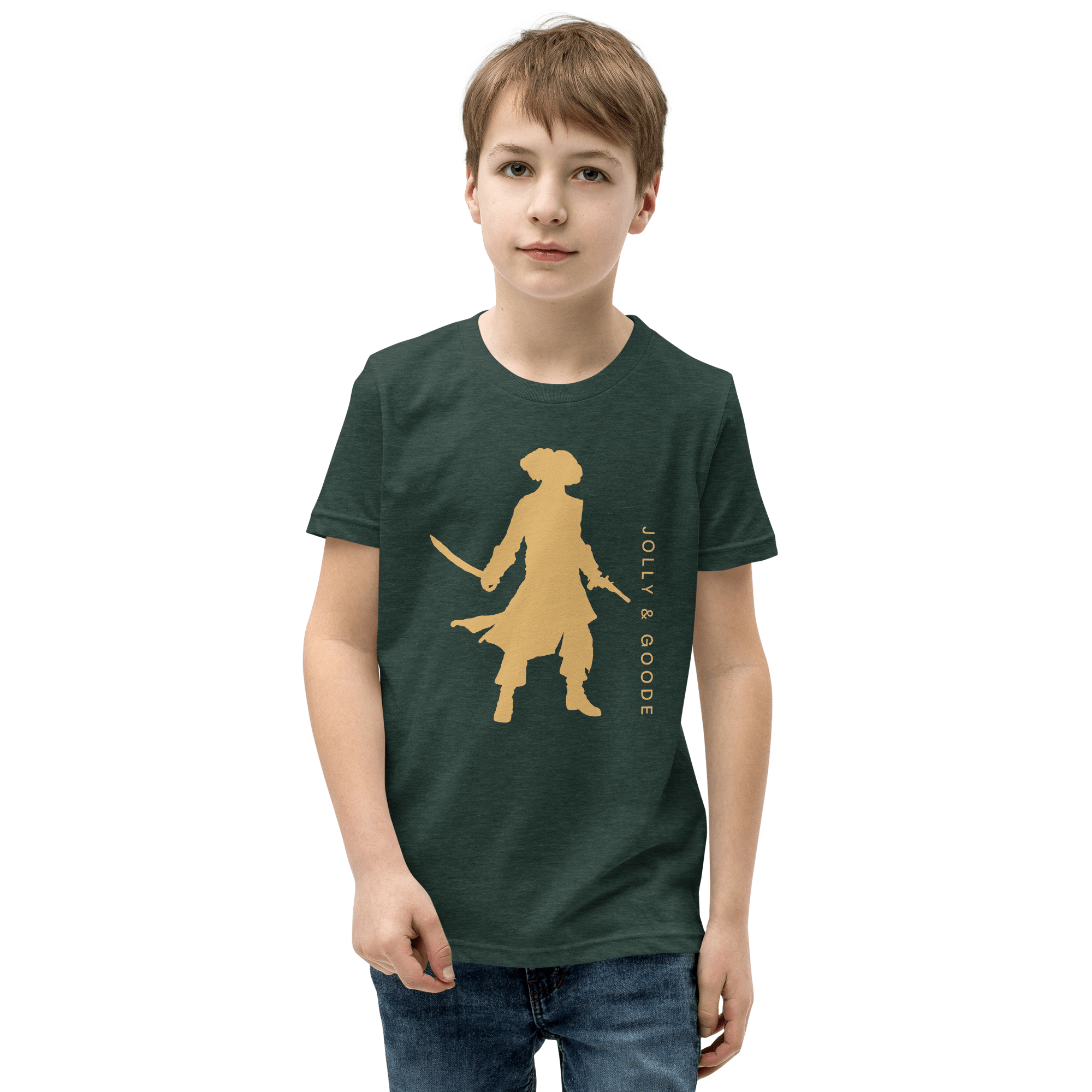 Jolly & Goode kids t-shirts Heather Forest / S Jolly & Goode Pirate Silhouette Kids T-Shirt Cheeky British Style