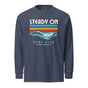 Jolly & Goode long sleeve shirts Navy / S Steady On Surf Club Great Britain | 70s Wave | Garment-dyed Heavyweight Long-sleeve Shirt Cheeky British Style
