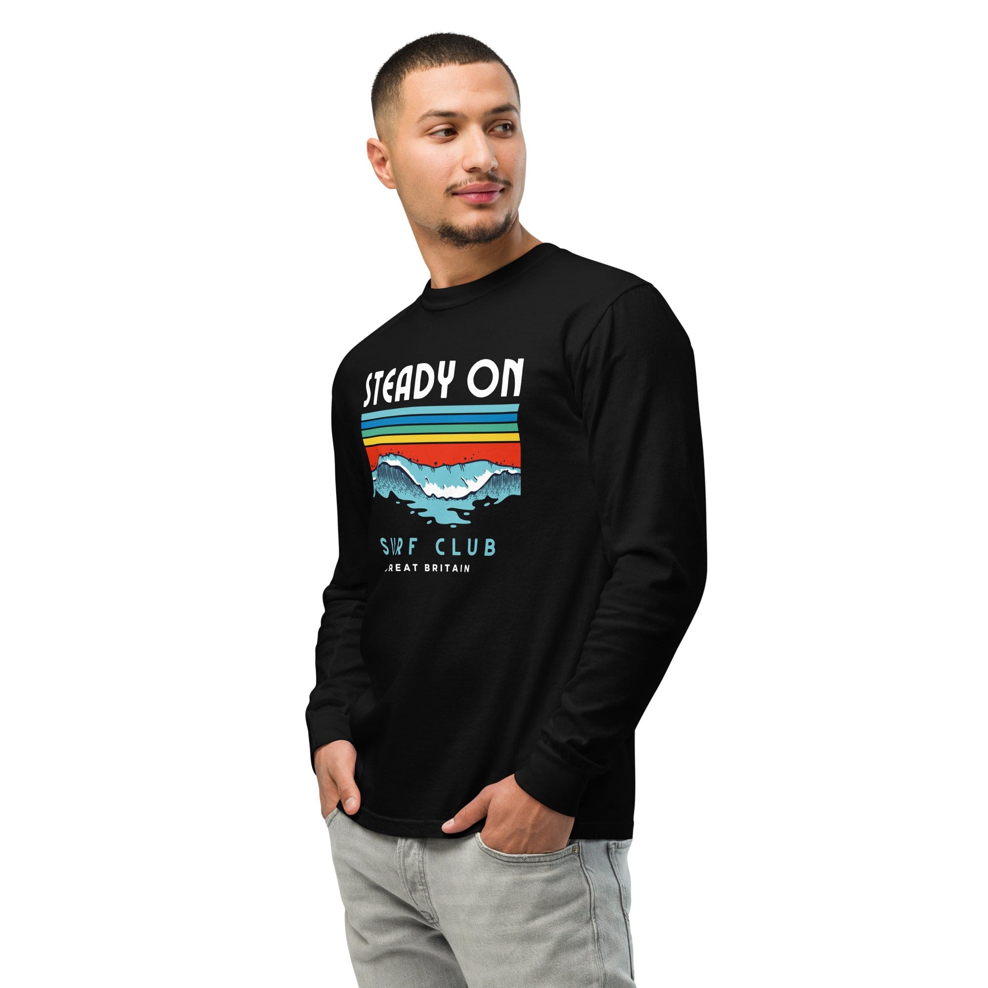 Jolly & Goode long sleeve shirts Steady On Surf Club Great Britain | 70s Wave | Garment-dyed Heavyweight Long-sleeve Shirt Cheeky British Style