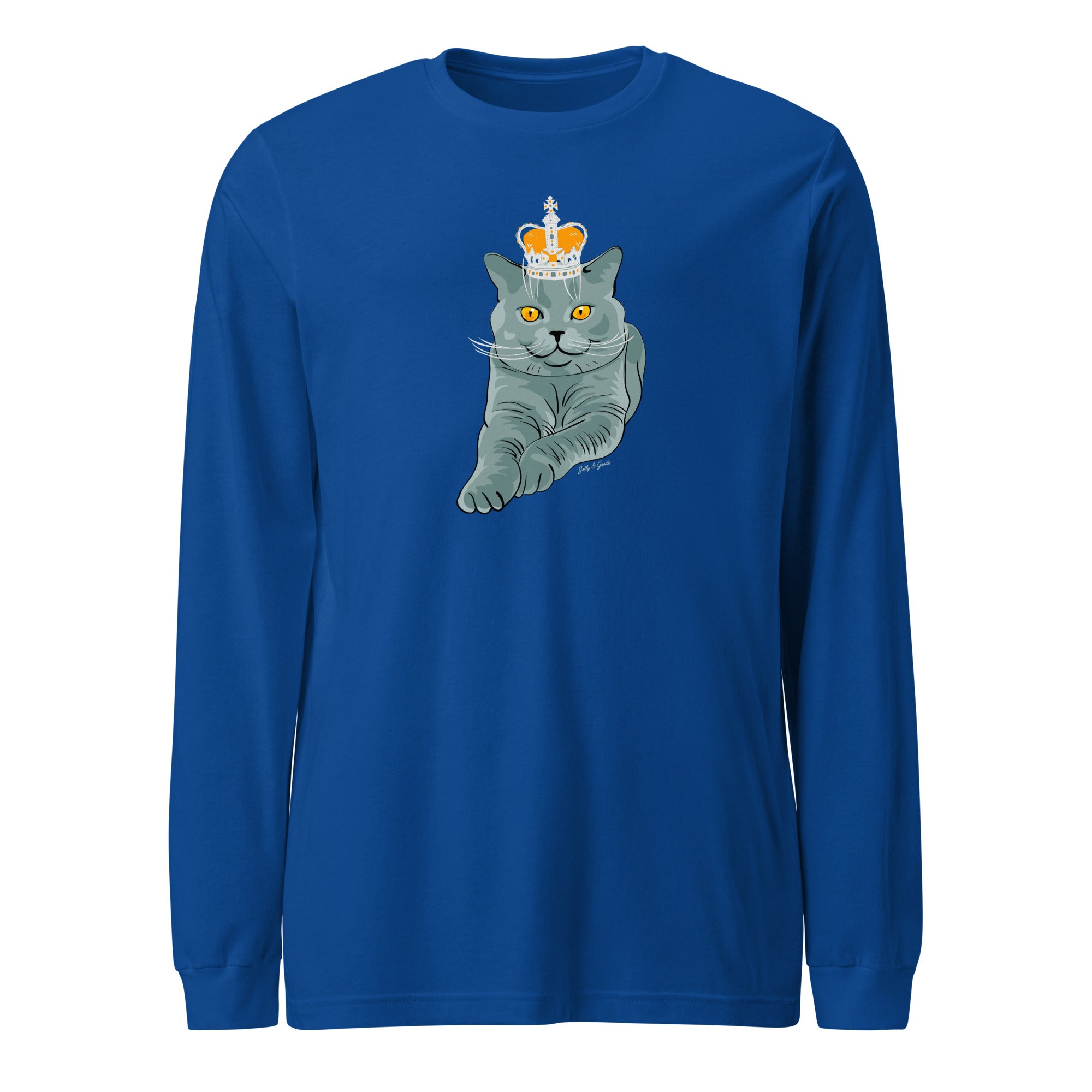 Jolly & Goode long sleeve shirts True Royal / S Crowned British Blue Shorthair Cat Long-Sleeve Tee Cheeky British Style