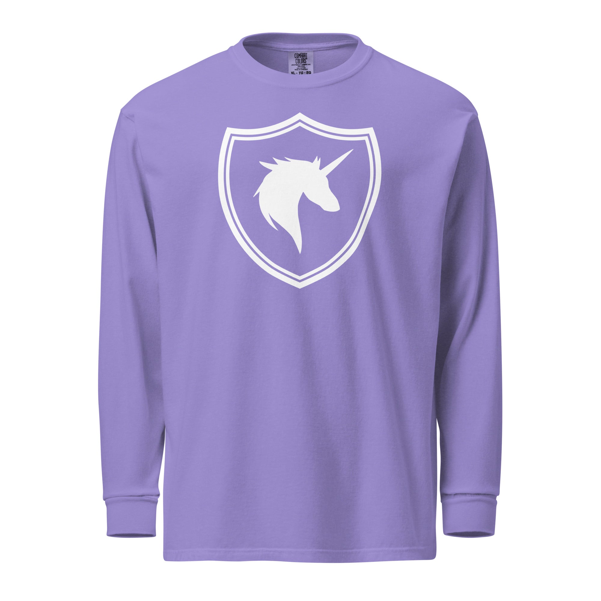 Jolly & Goode long sleeve shirts Violet / S British Unicorn Shield | Garment-dyed Long-Sleeve Shirt Cheeky British Style