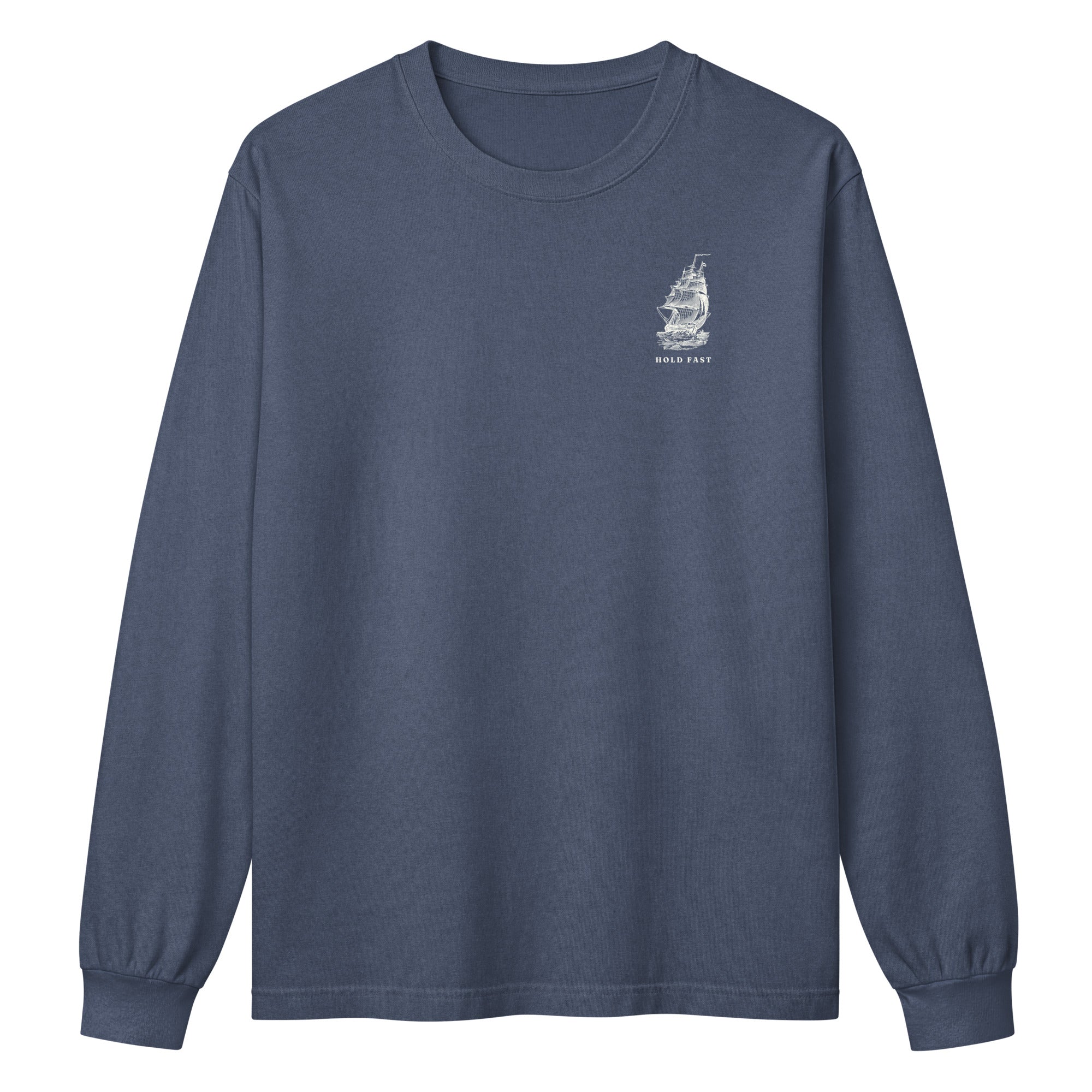 Jolly & Goode long sleeve shirts Washed Navy / XS Hold Fast Nautical Heavyweight Cotton Long Sleeve Shirt Cheeky British Style