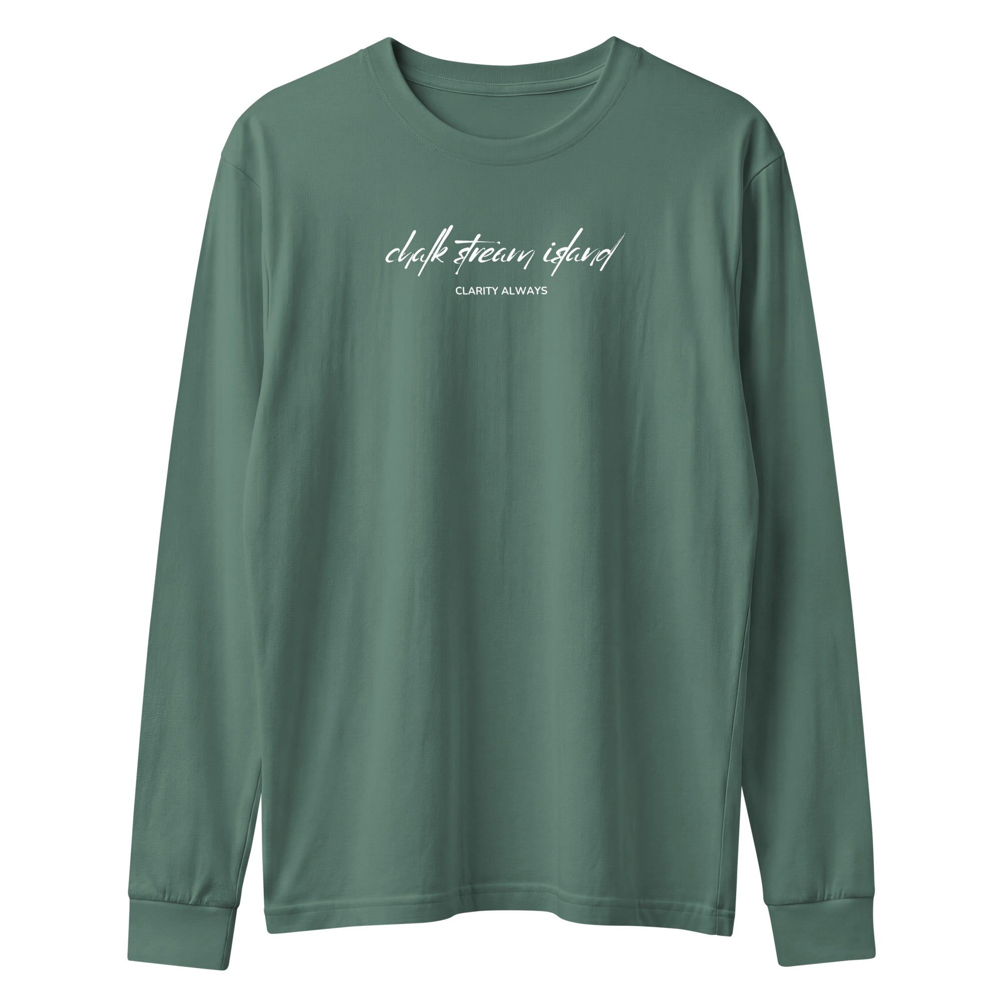 Jolly & Goode long sleeve shirts Washed Pine / XS Chalk Stream Island | Clarity Always | Long Sleeve Tee Cheeky British Style