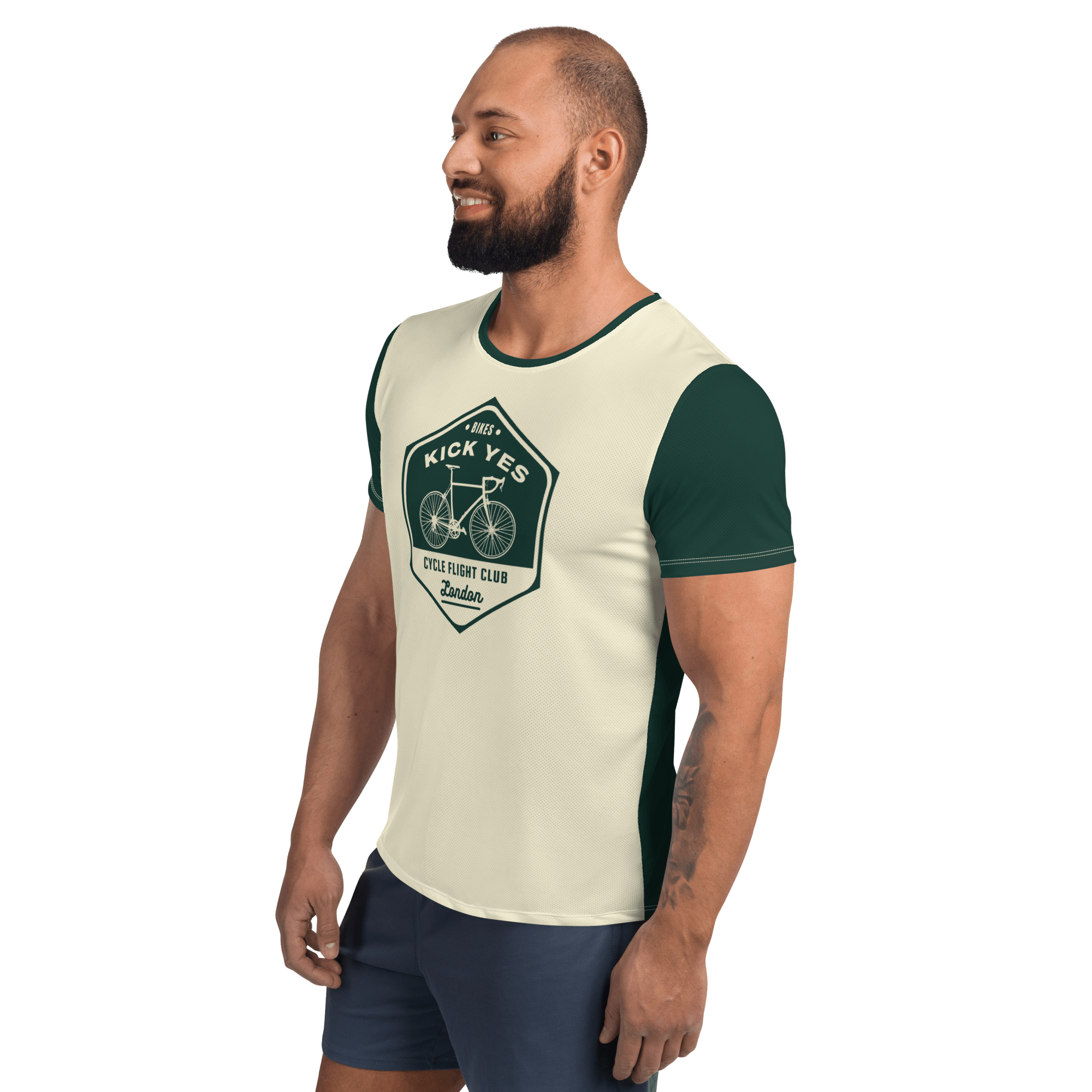 Jolly & Goode men's athletic shirts Bikes Kick Yes, Cycle Flight Club London Men's Athletic Shirt Cheeky British Style