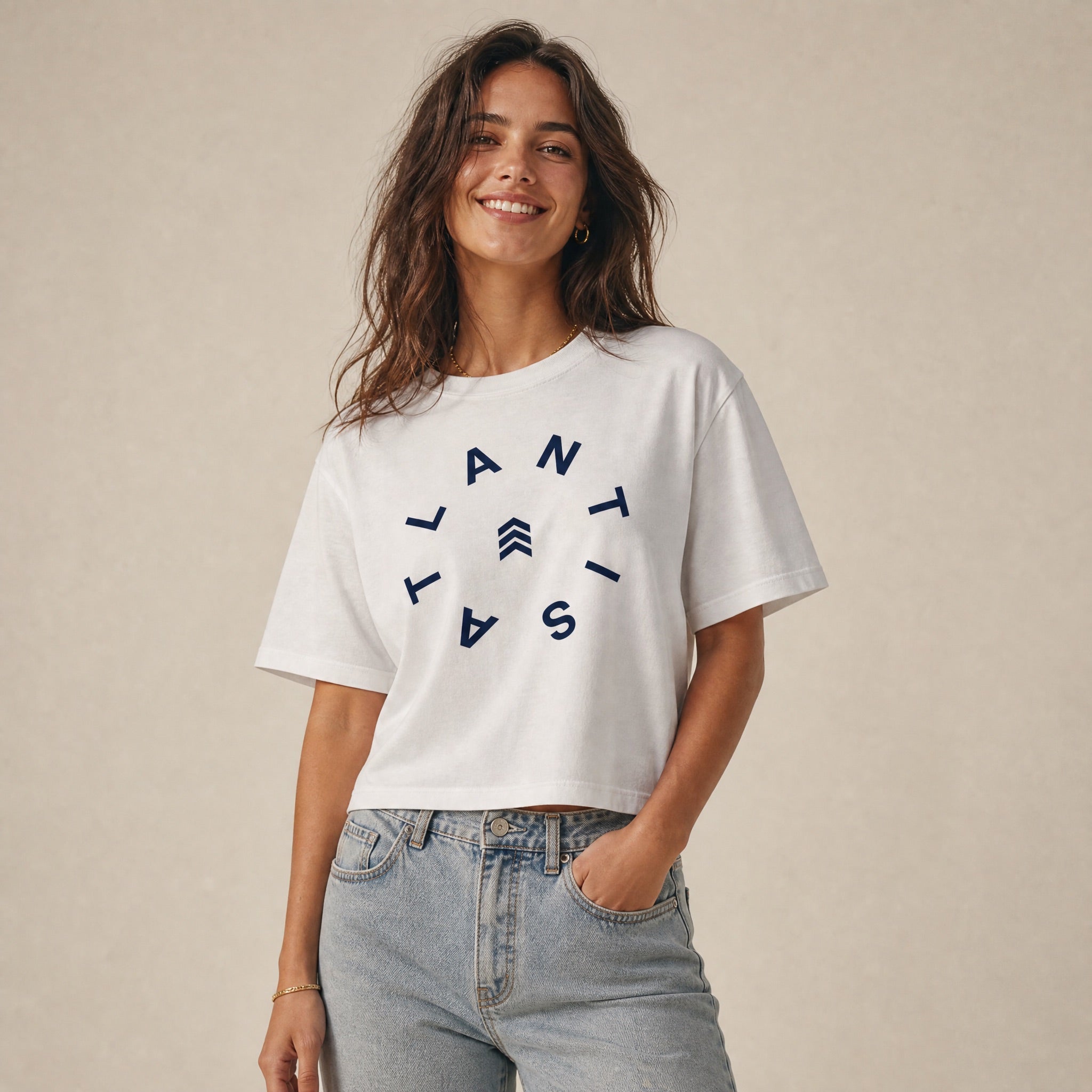 Jolly & Goode Mid-Length Tee White / S Atlantis Women’s Heavyweight Mid-Length Boxy Tee Cheeky British Style