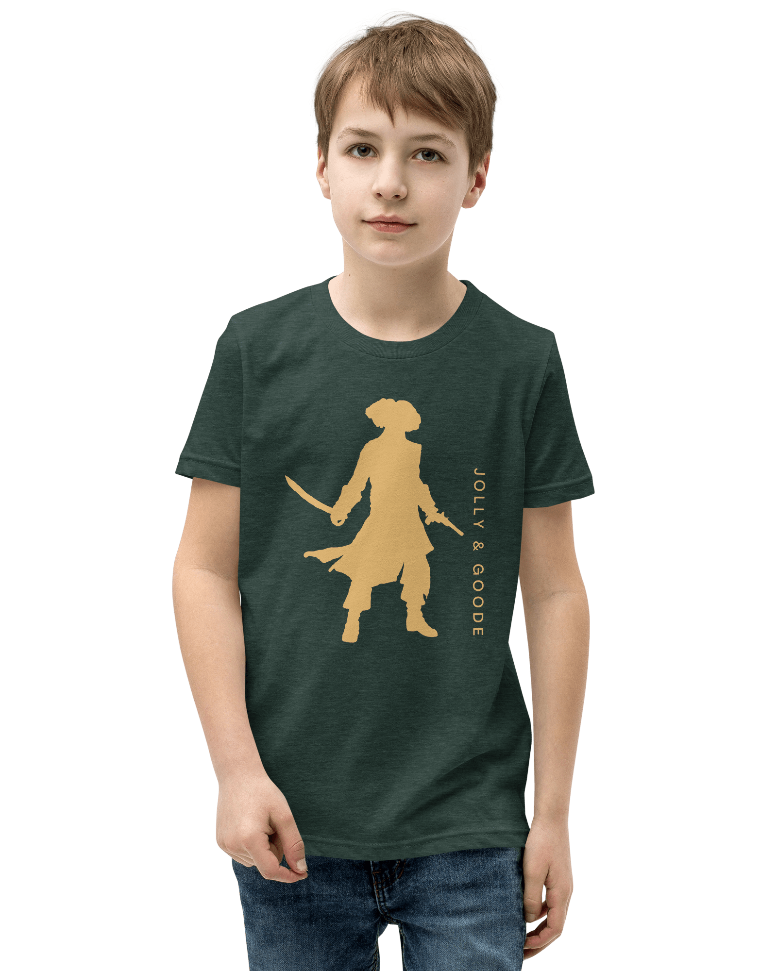 Jolly & Goode Pirate Silhouette Kids T-Shirt Heather Forest / S kids t-shirts Jolly & Goode