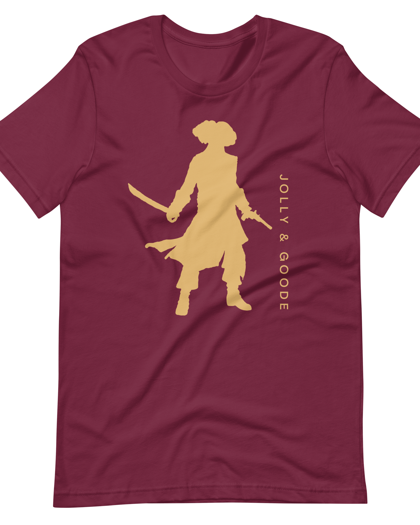 Jolly & Goode Pirate Silhouette T-shirt | Unisex Maroon / S Shirts & Tops Jolly & Goode