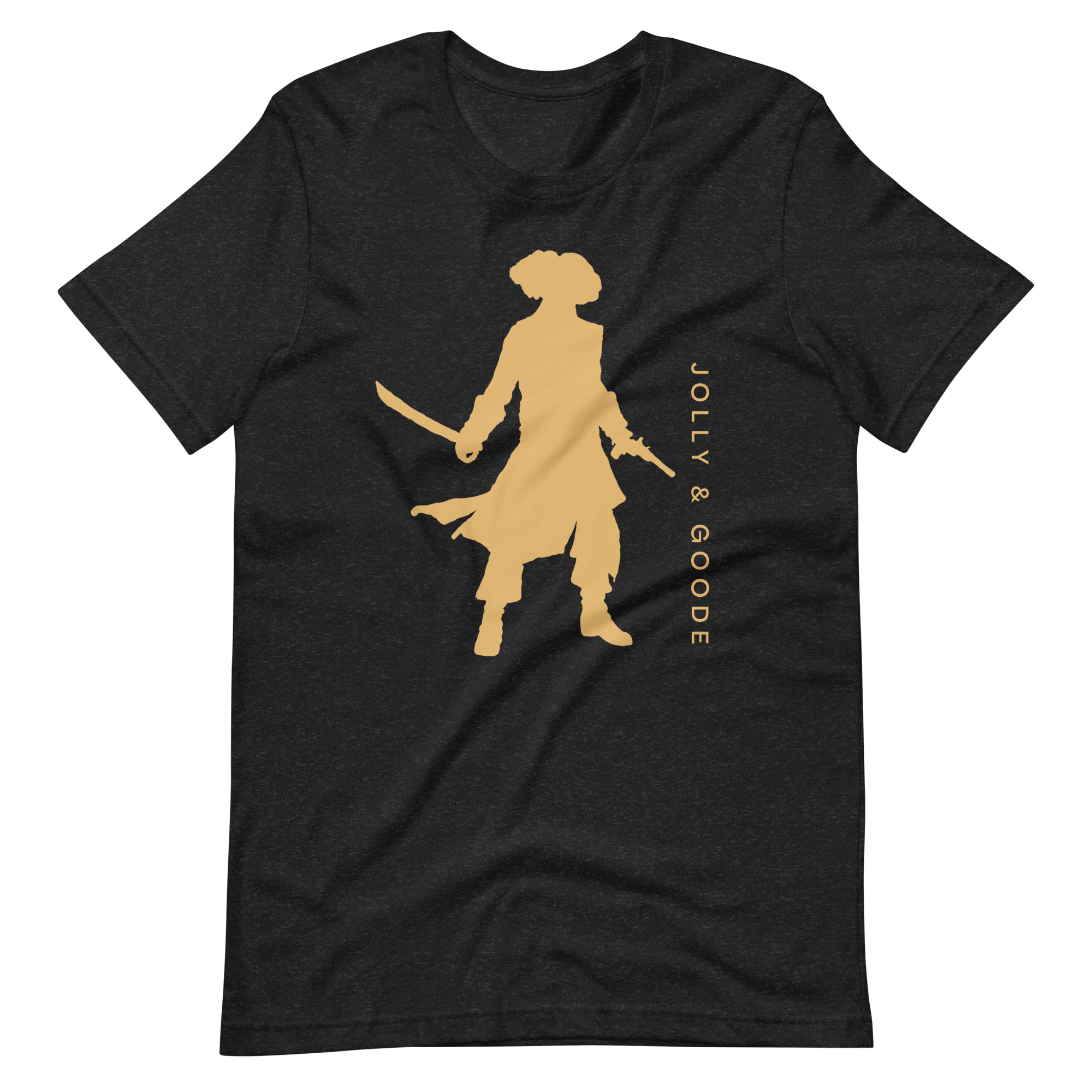 Jolly & Goode Shirts & Tops Black Heather / S Jolly & Goode Gold Pirate Silhouette T-shirt Cheeky British Style